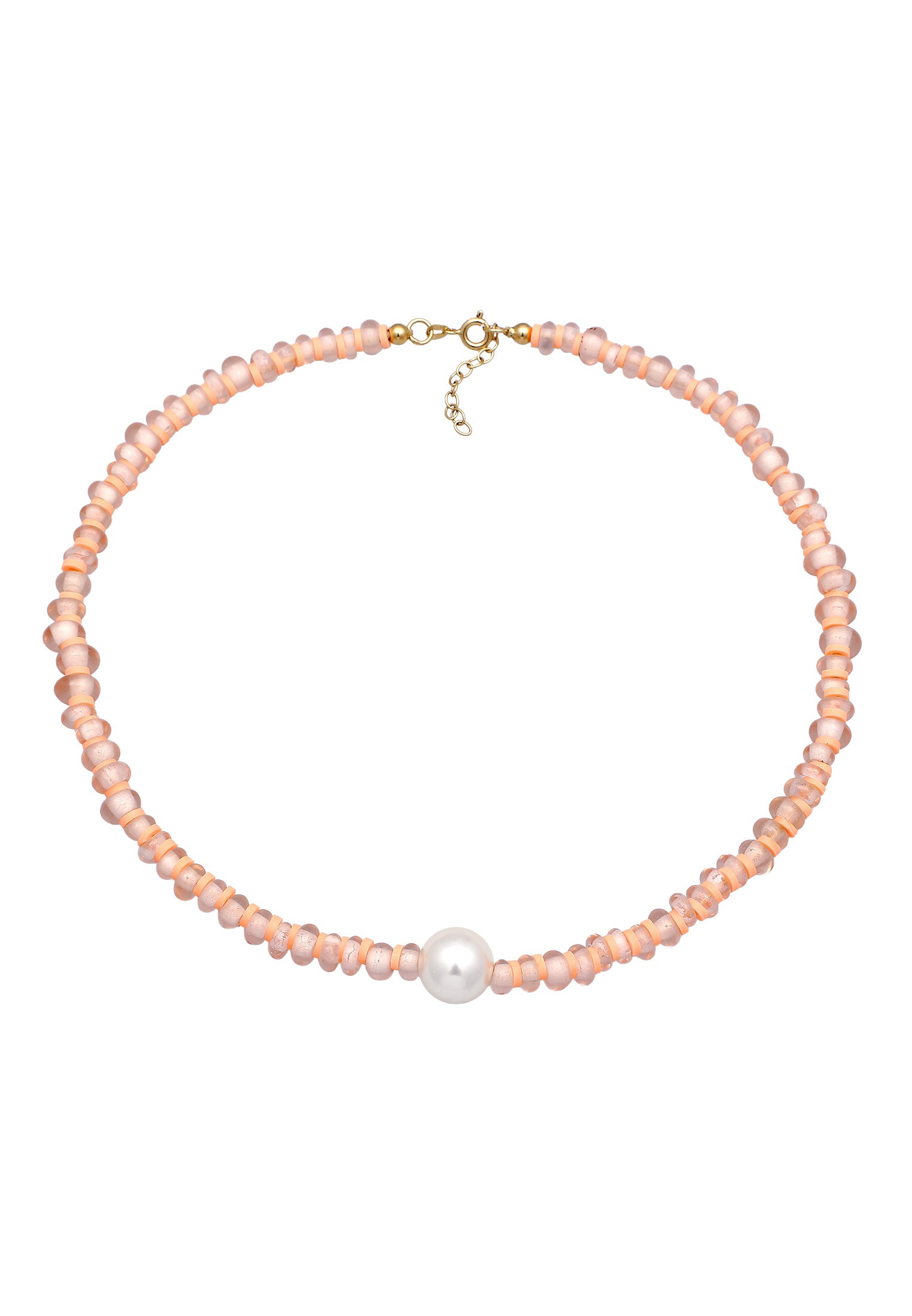 Kalung Manik Cakram Mutiara Inti Kerang Manik Heishi Perak Sterling 925