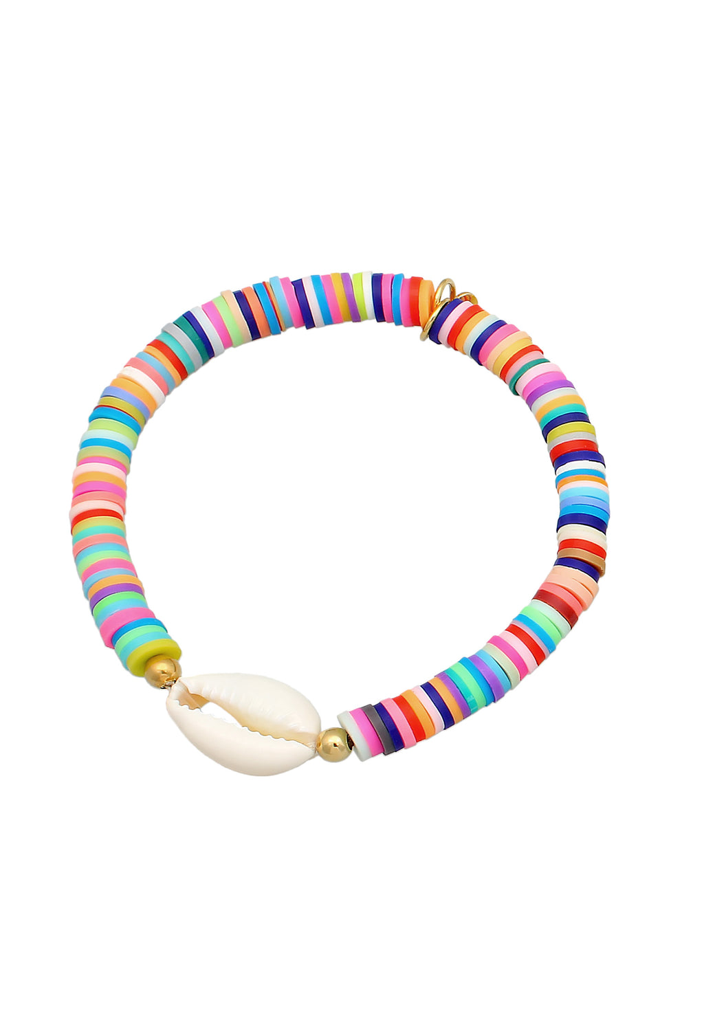 Gelang Manik-manik Cangkang Kauri Warna-warni Perak Sterling 925 Berlapis Emas