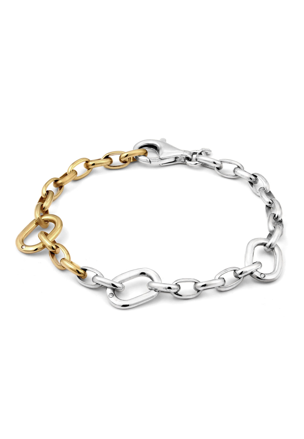 Bracelet Bicolor Round Anchor Chain Glass Crystals 925 Sterling Silver Embellished Crystal by Swarovski®