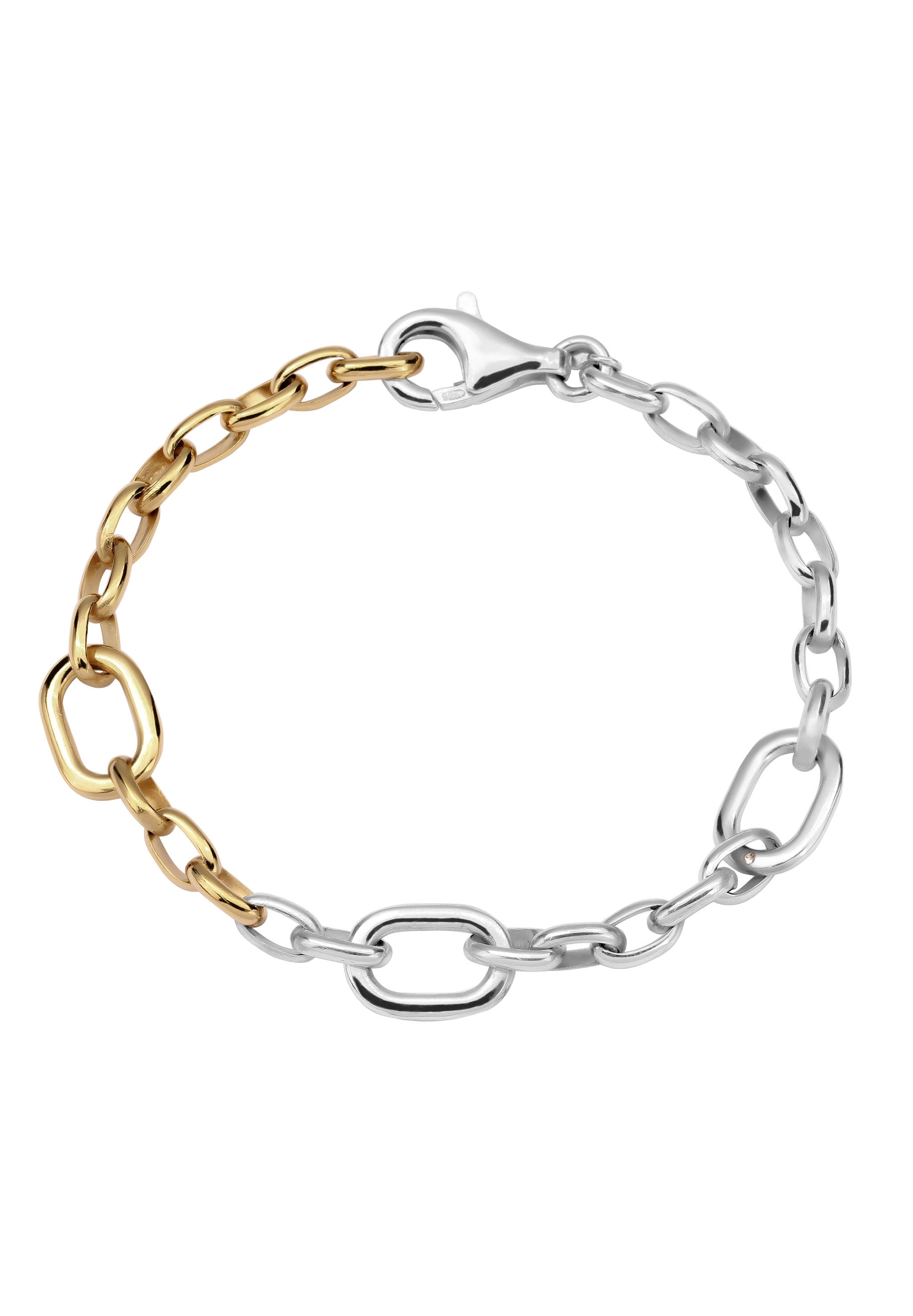 Gelang Rantai Jangkar Bulat Bicolor Kristal Kaca Perak Murni 925 Kristal Dihiasi oleh Swarovski®