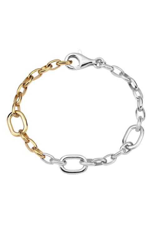 Gelang Rantai Jangkar Bulat Bicolor Kristal Kaca Perak Murni 925 Kristal Dihiasi oleh Swarovski®