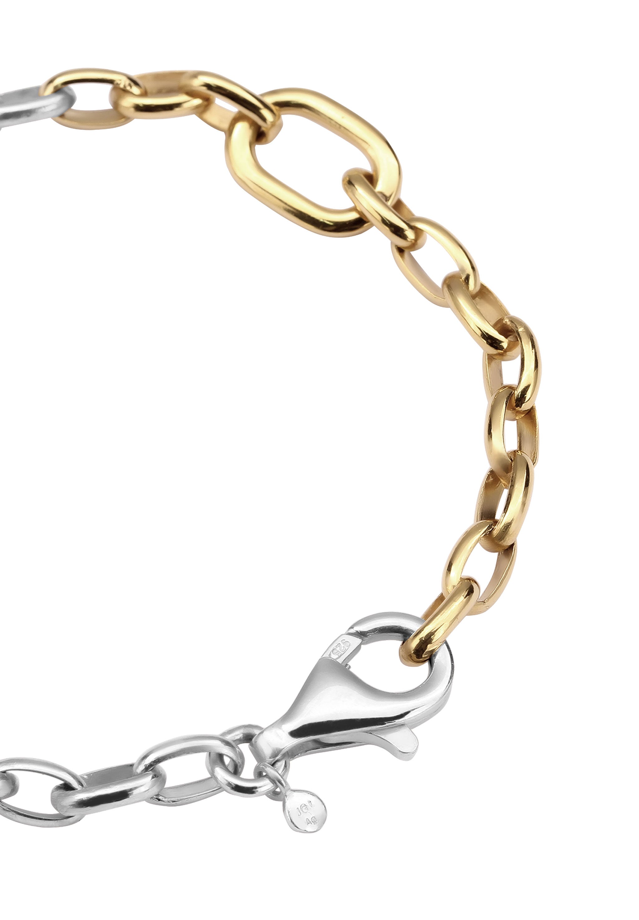 Gelang Rantai Jangkar Bulat Bicolor Kristal Kaca Perak Murni 925 Kristal Dihiasi oleh Swarovski®
