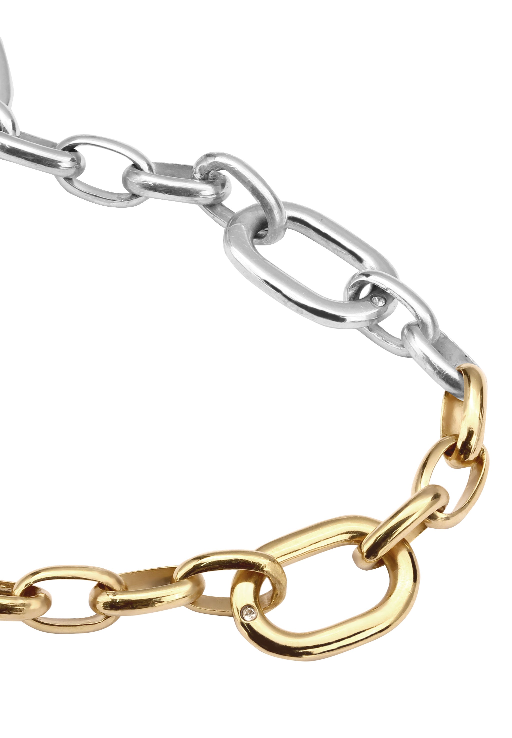 Gelang Rantai Jangkar Bulat Bicolor Kristal Kaca Perak Murni 925 Kristal Dihiasi oleh Swarovski®