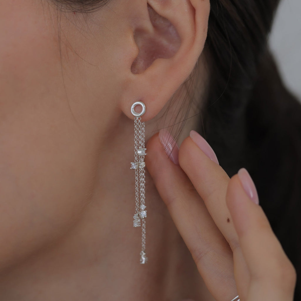 Desain Rantai Gantungan Anting Zirkonia Perak Sterling 925