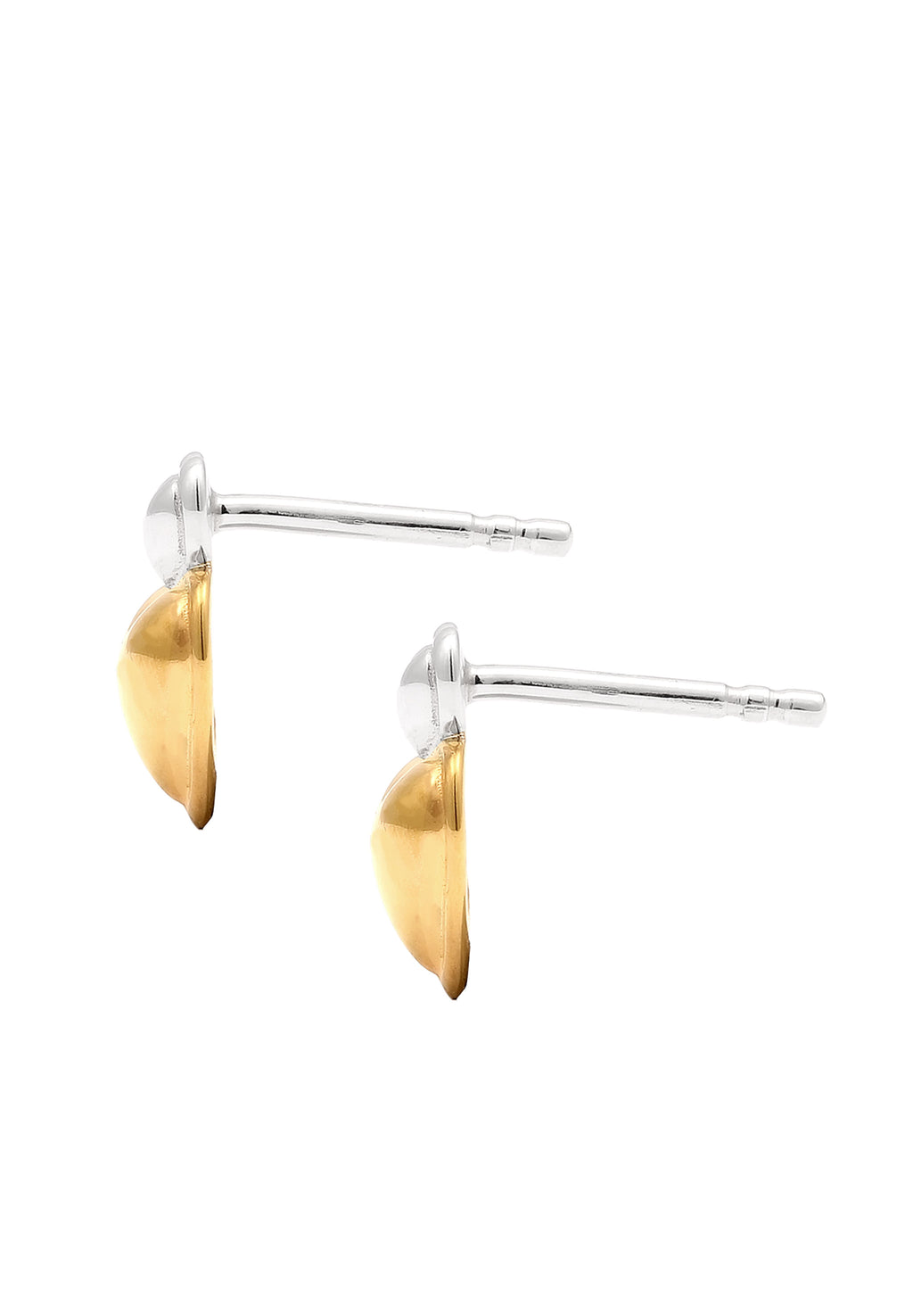 Earrings Stud Heart 925 Sterling Silver Bicolor