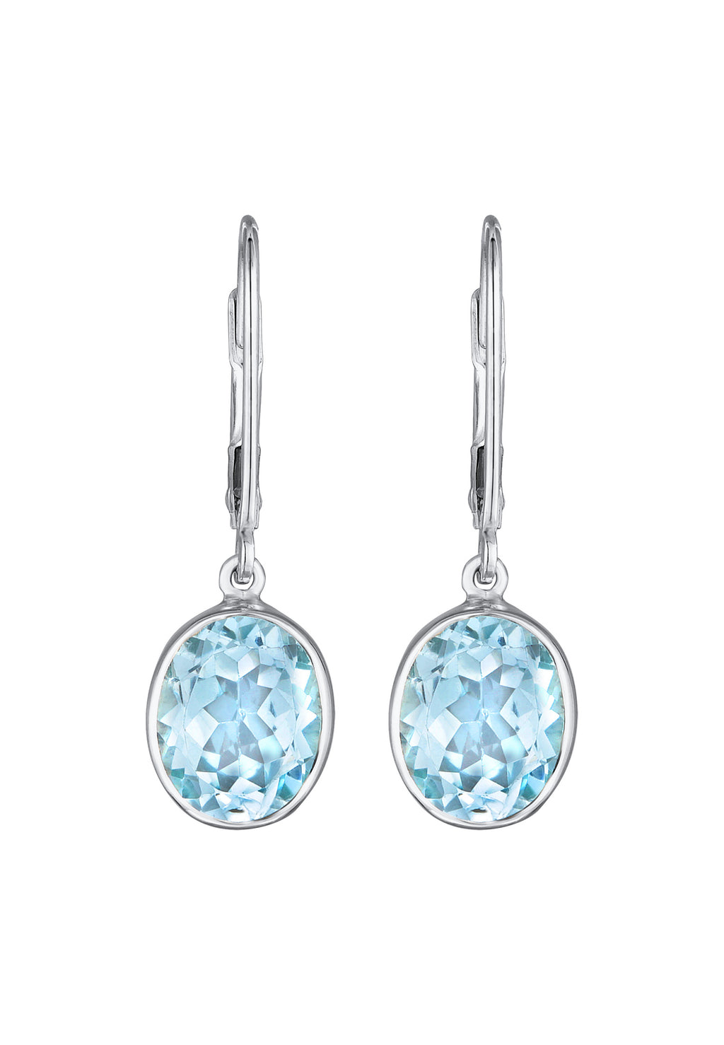 Anting Anting Gantungan Solitaire Topaz Bulat Perak Sterling 925