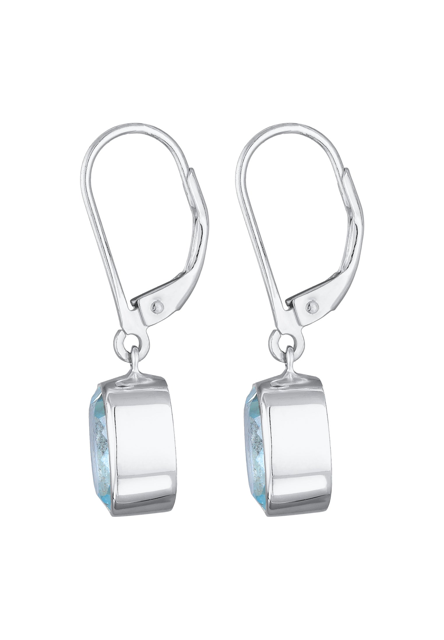 Earrings Ear Hanger Solitaire Round Topaz In 925 Sterling Silver