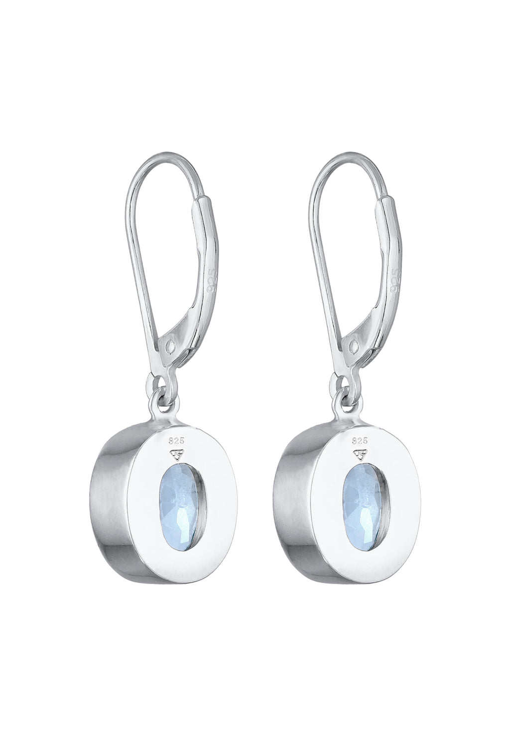 Anting Anting Gantungan Solitaire Topaz Bulat Perak Sterling 925