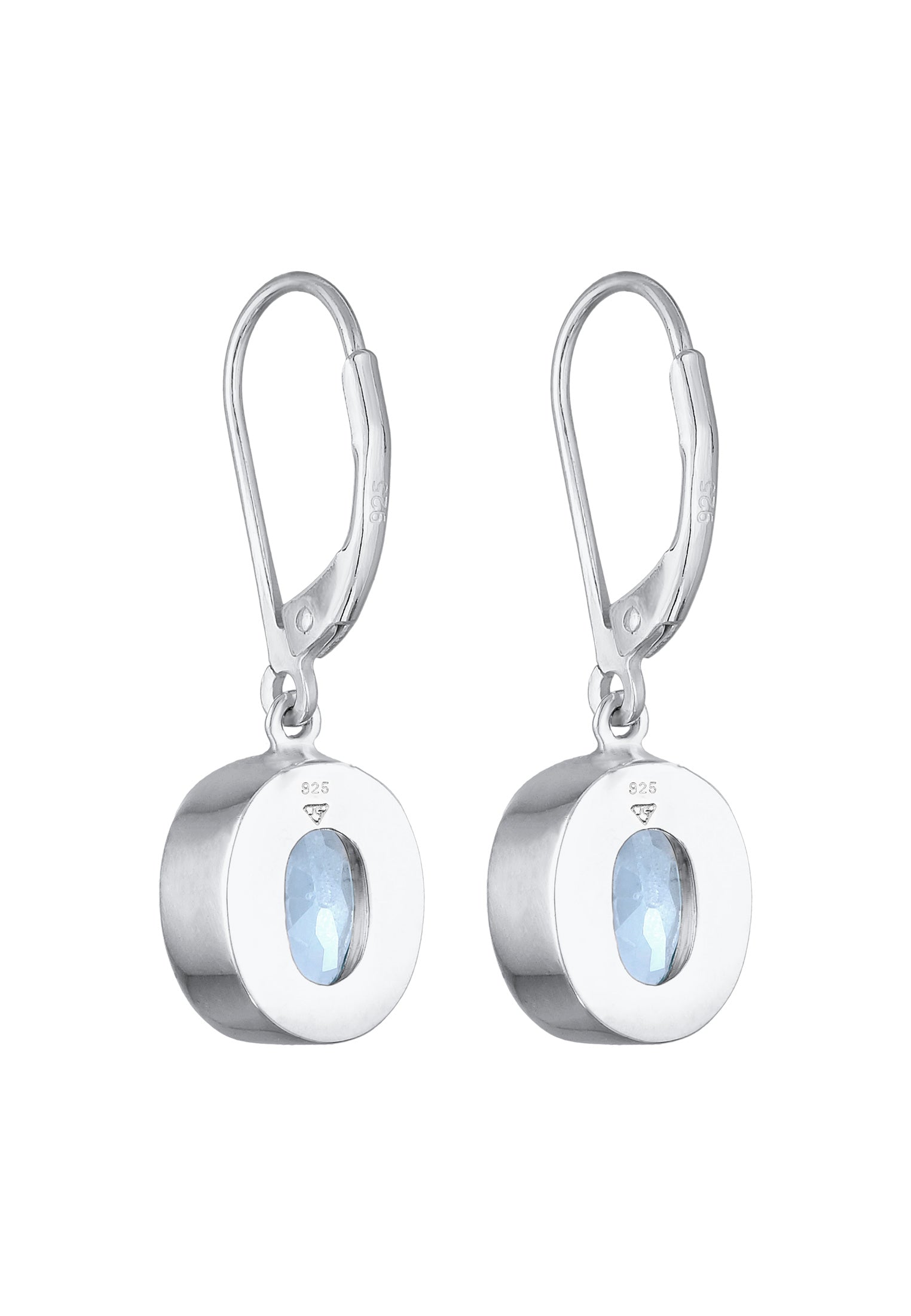 Earrings Ear Hanger Solitaire Round Topaz In 925 Sterling Silver