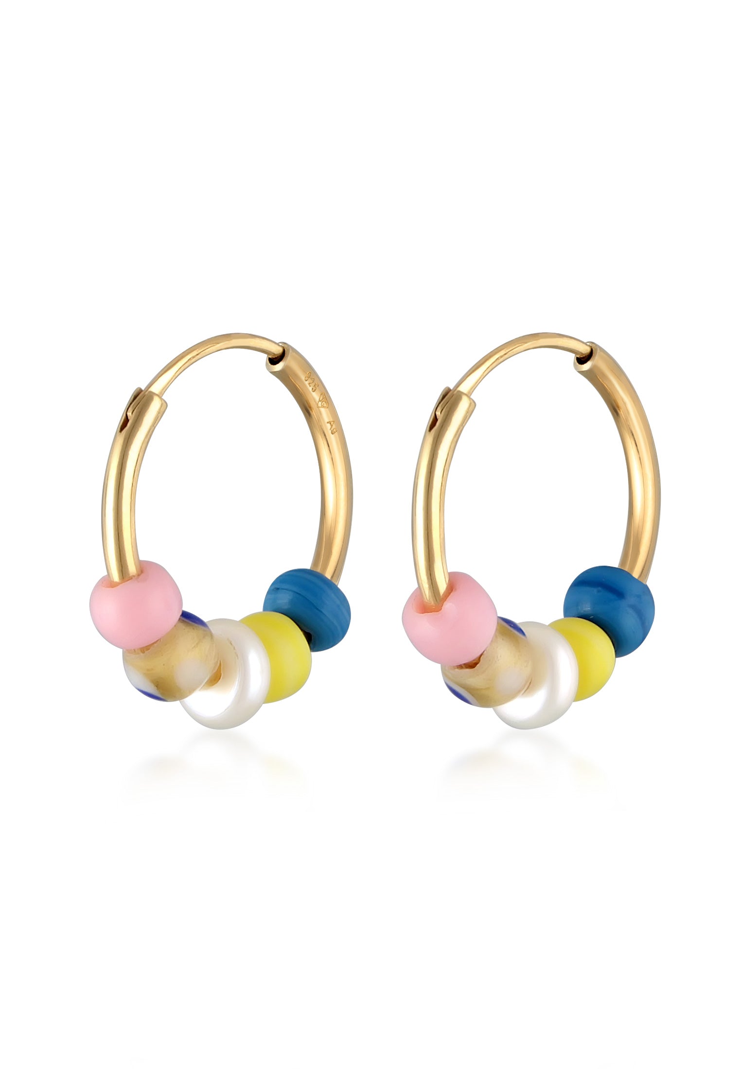 Anting perak 925 lapis emas dengan beads elegan Elli Jewelry