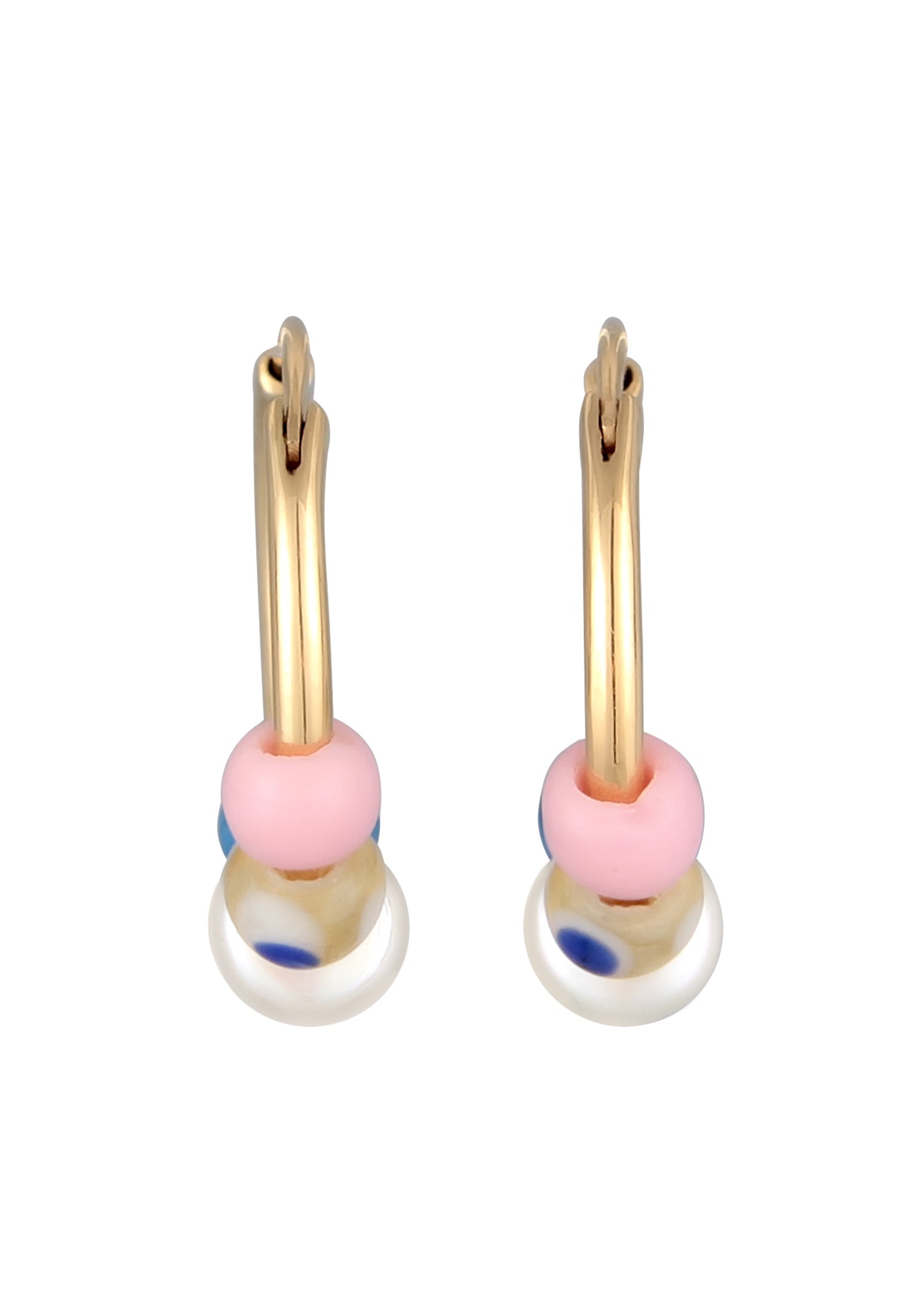 Anting Manik-manik Creoles Perak Sterling 925 Berlapis Emas