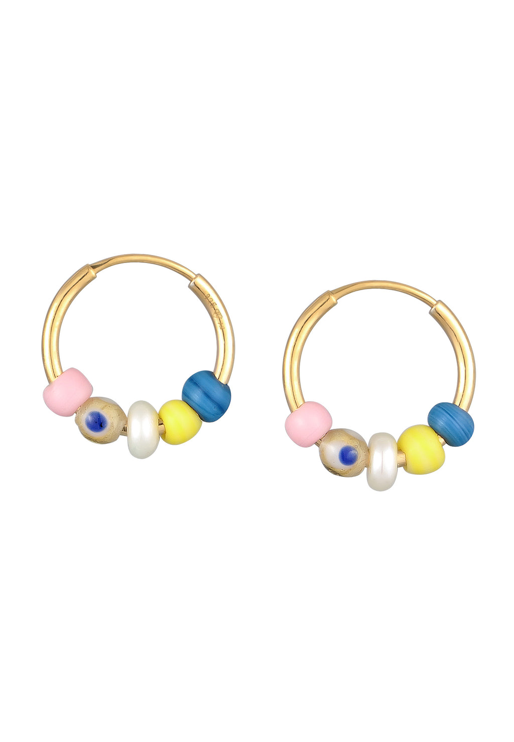 Anting Manik-manik Creoles Perak Sterling 925 Berlapis Emas