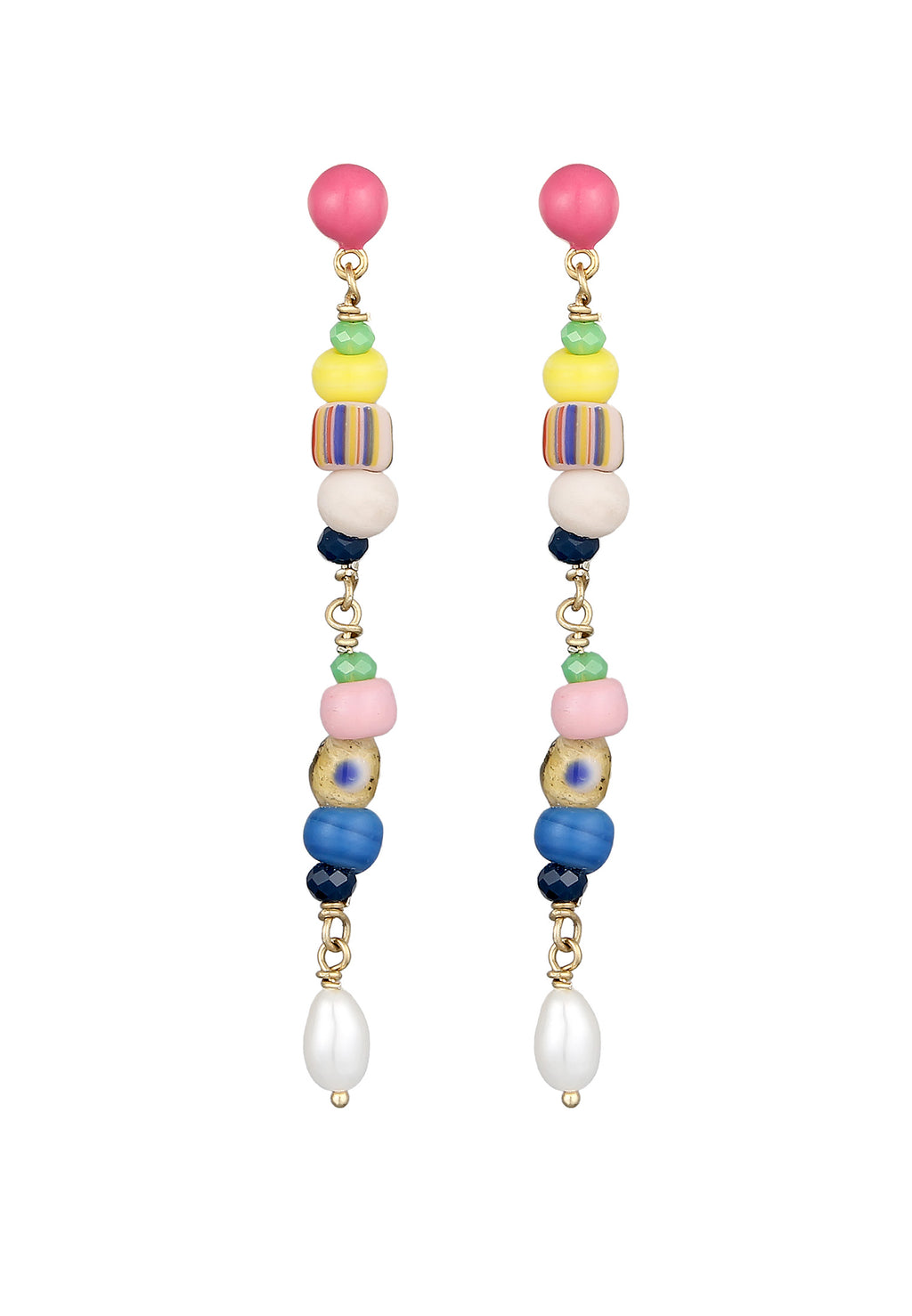 Anting perak 925 dengan beads warna-warni elegan Elli Jewelry