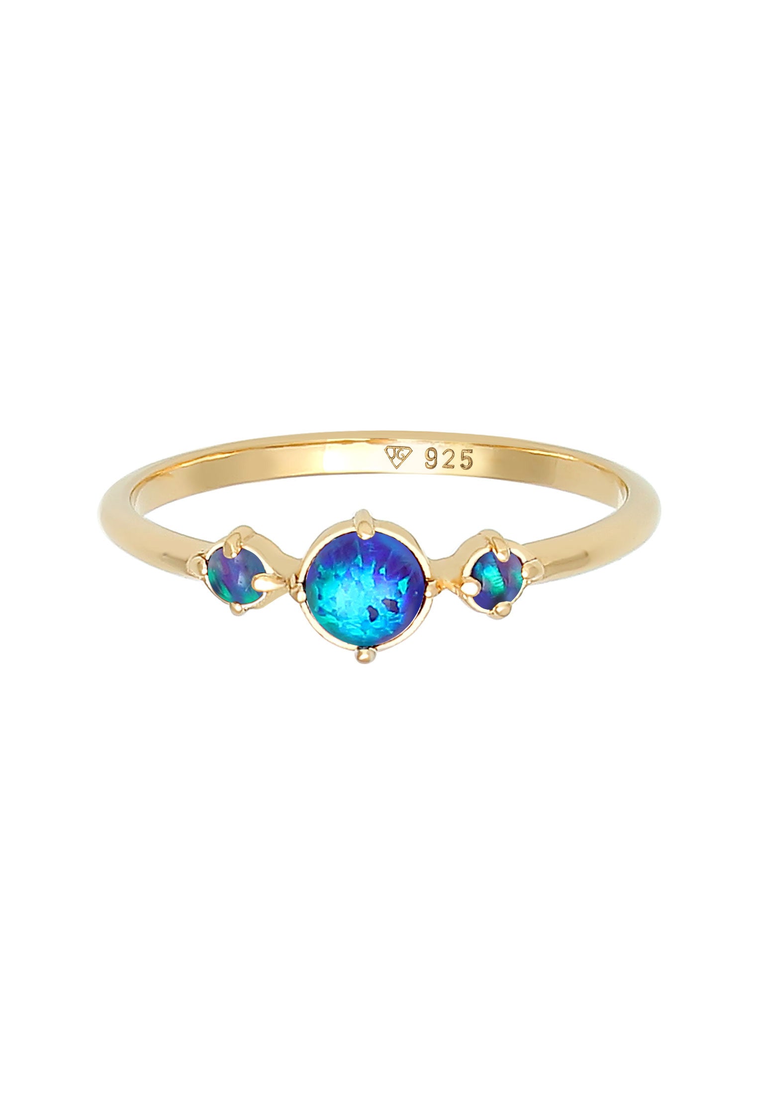Cincin Geo Vintage Trend Opal Sintetis Perak Sterling 925