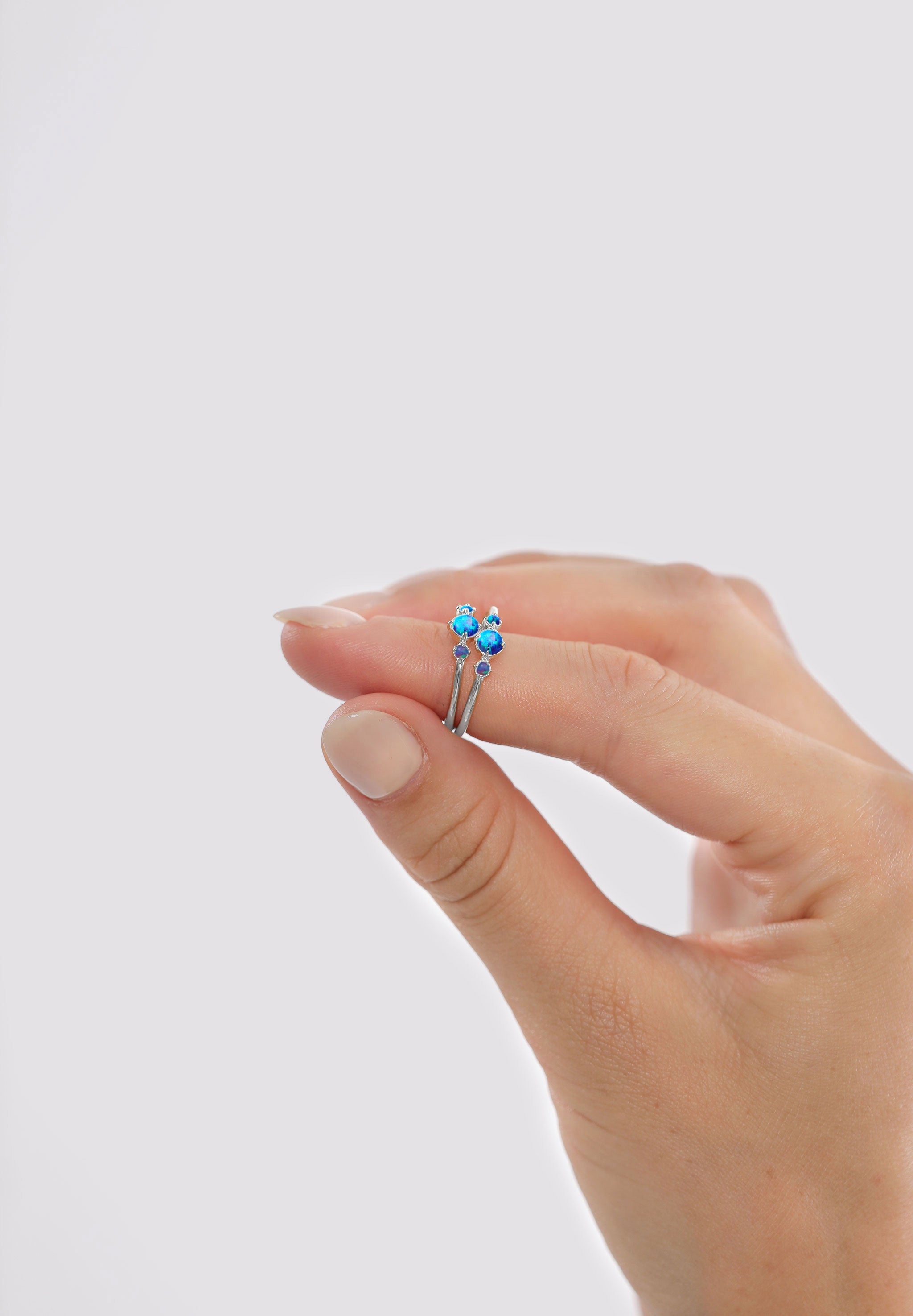 Cincin Geo Vintage Trend Opal Sintetis Perak Sterling 925