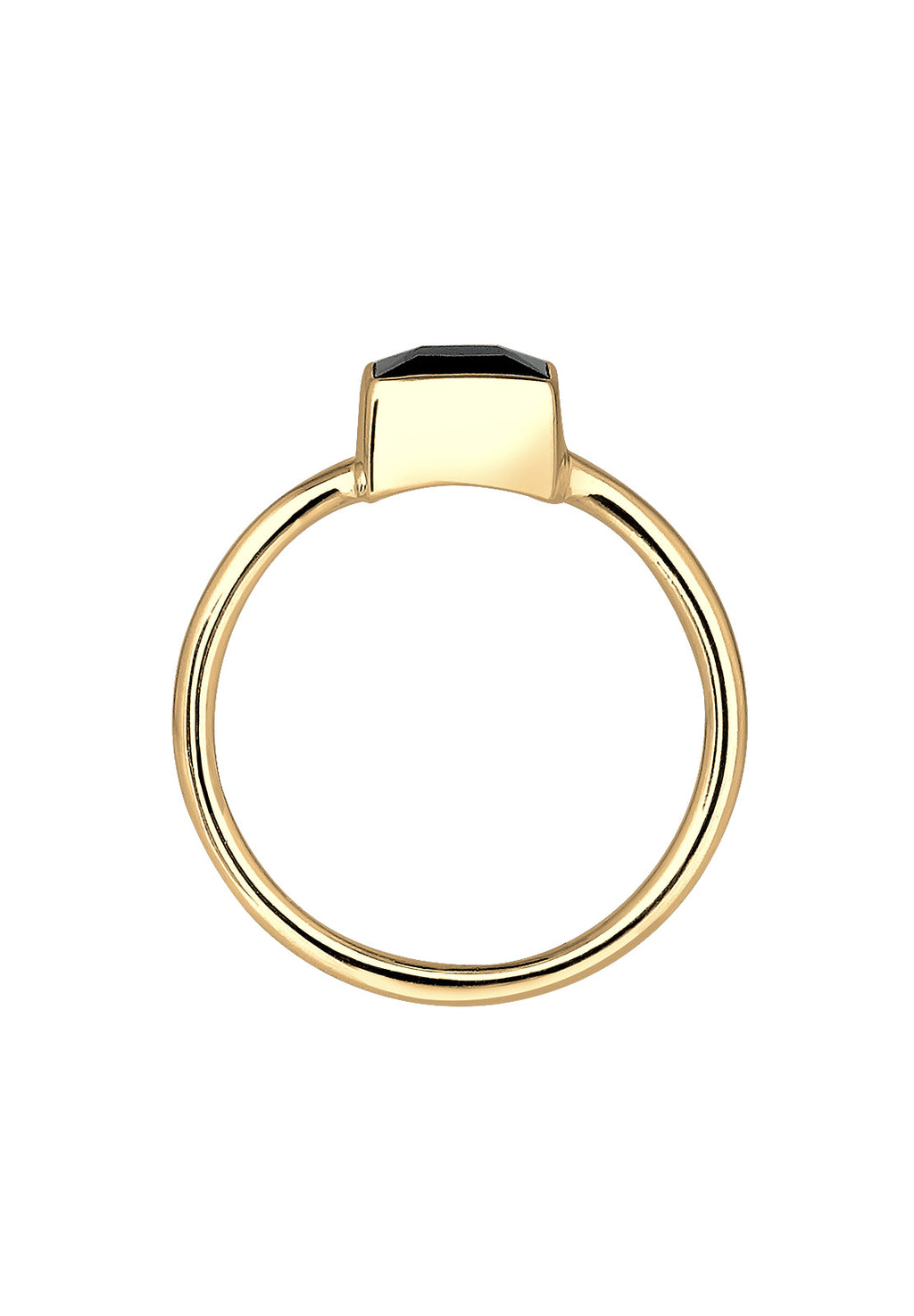 Cincin Zirkonia Persegi Hitam Perak Sterling 925 Berlapis Emas