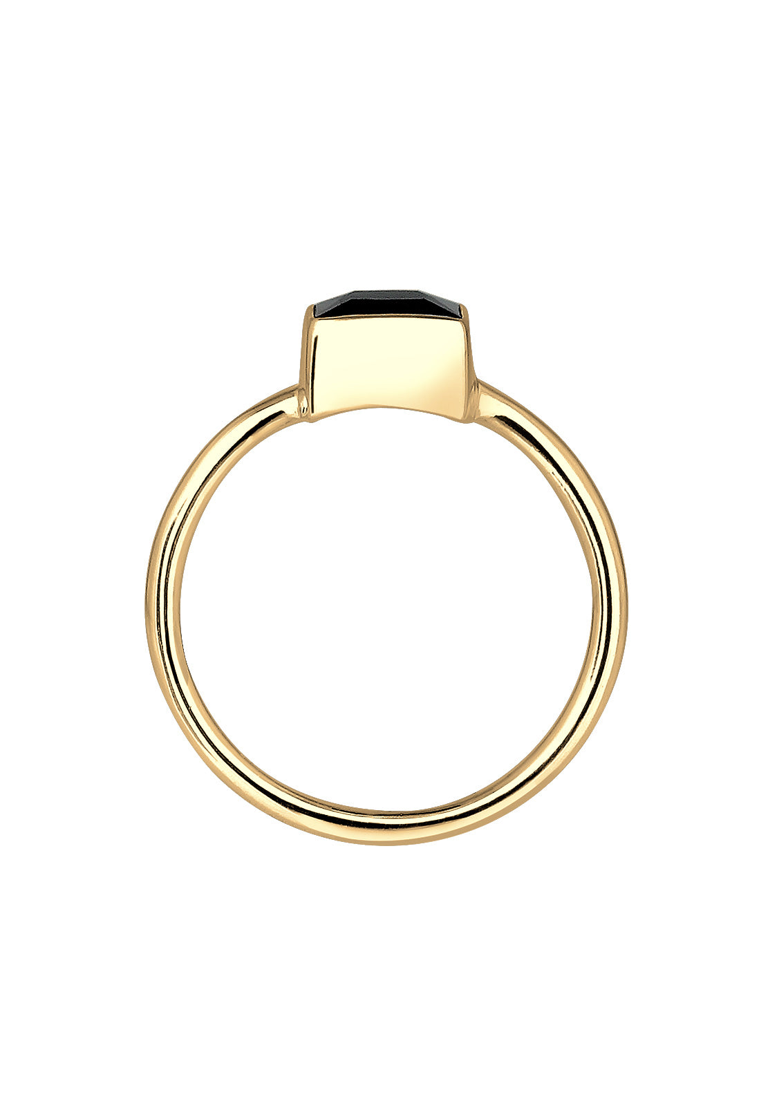 Cincin Zirkonia Persegi Hitam Perak Sterling 925 Berlapis Emas