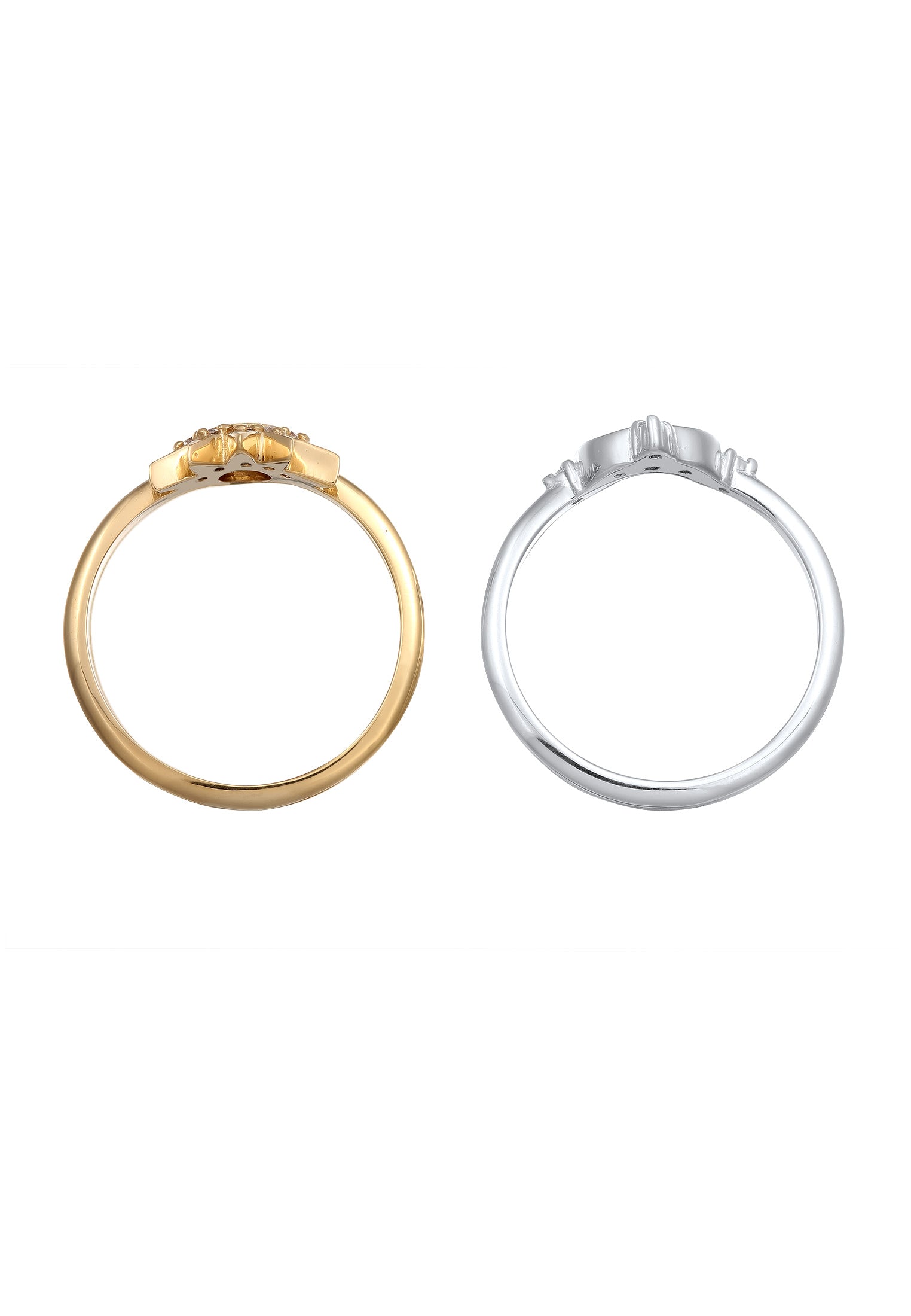 Cincin Bintang Zirkonia Putih 925 Perak Sterling Berlapis Emas Dua Warna