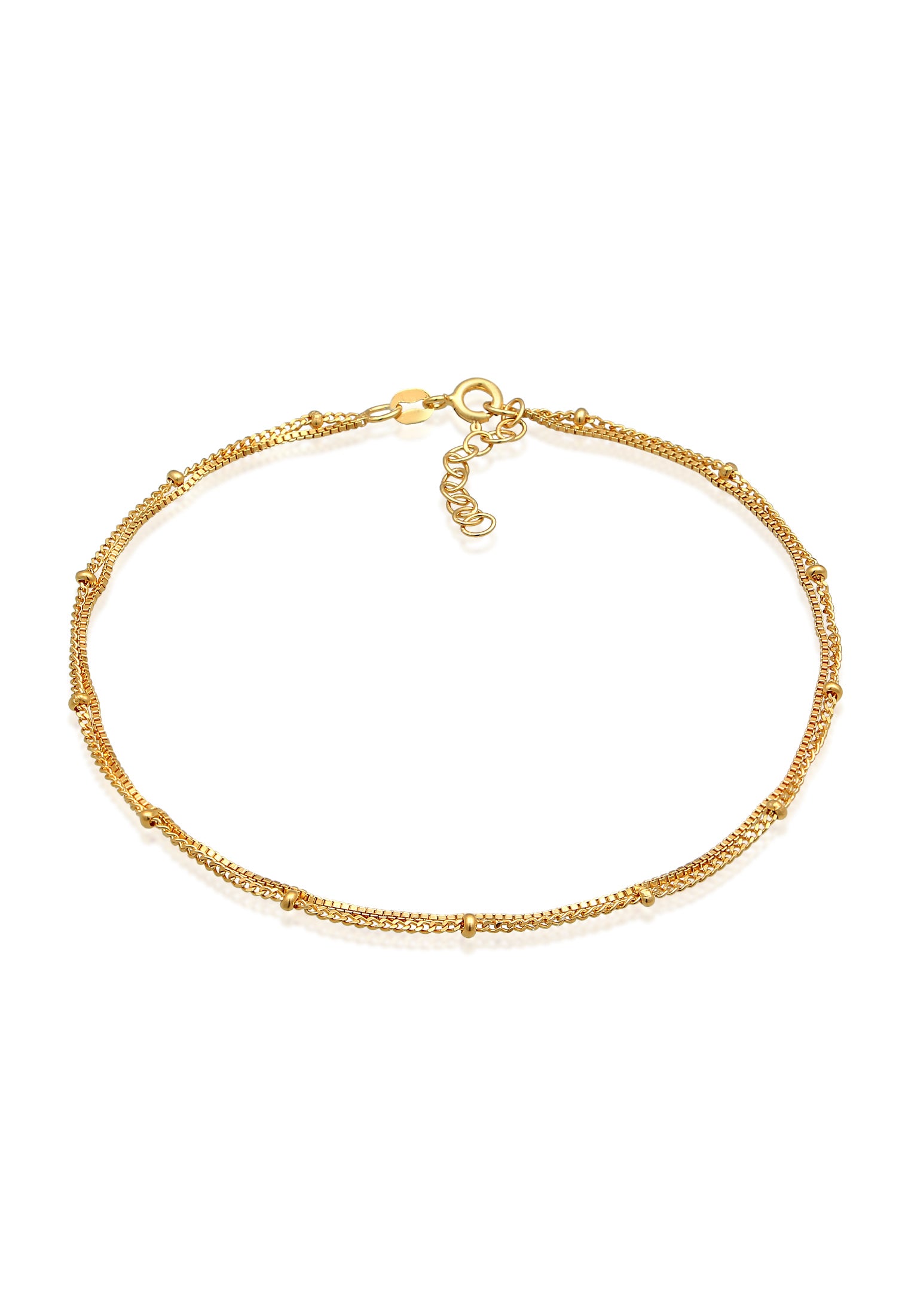 Anklet Layer look ball links in 925 Sterling Silver Gold Plated