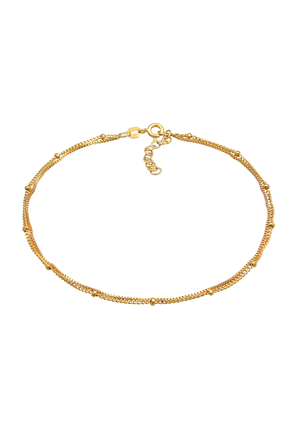 Anklet Layer look ball links in 925 Sterling Silver Gold Plated