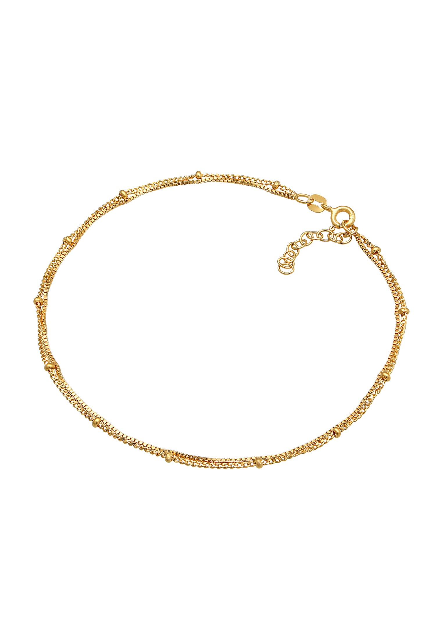 Anklet Layer look ball links in 925 Sterling Silver Gold Plated