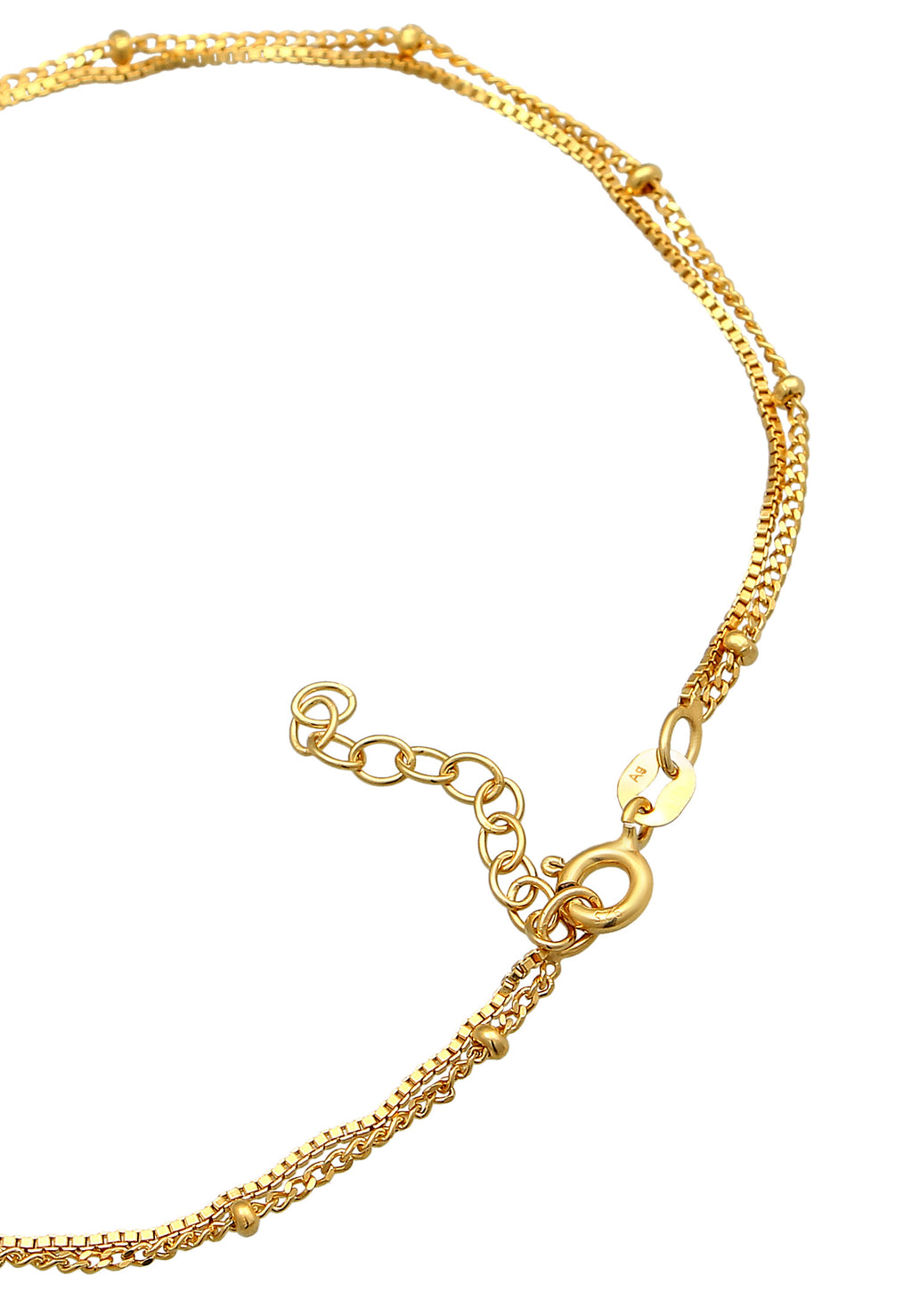 Anklet Layer look ball links in 925 Sterling Silver Gold Plated