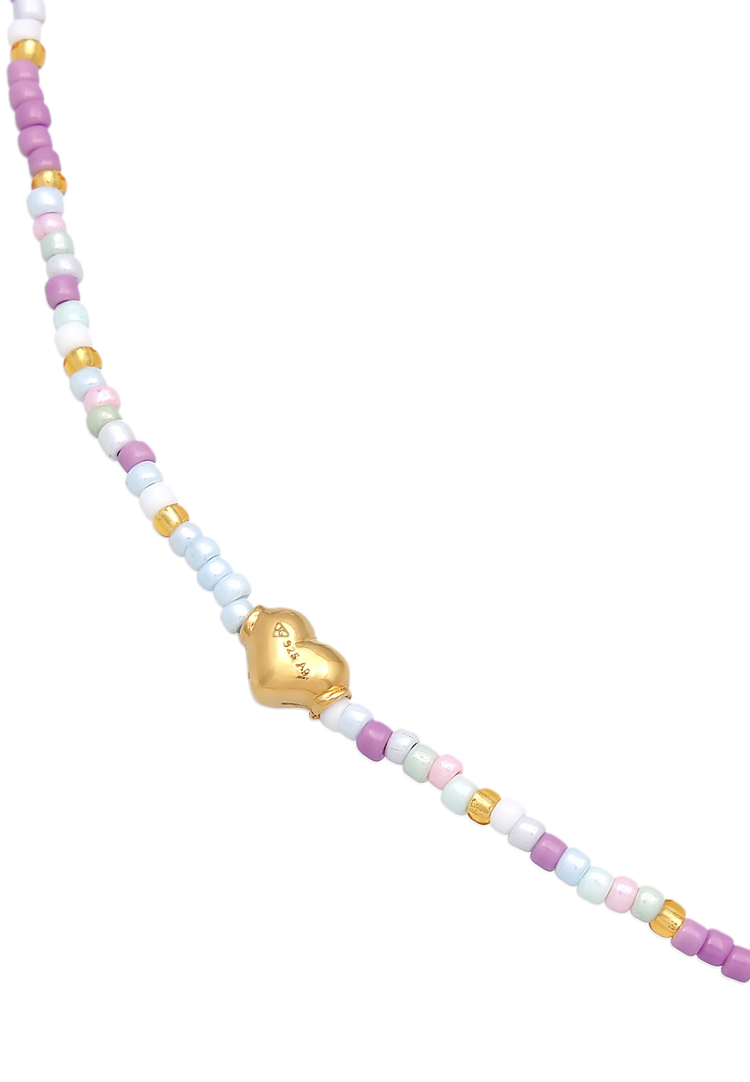 Anklet Heart Beads Summer Style in 925 Sterling Silver Gold Plated