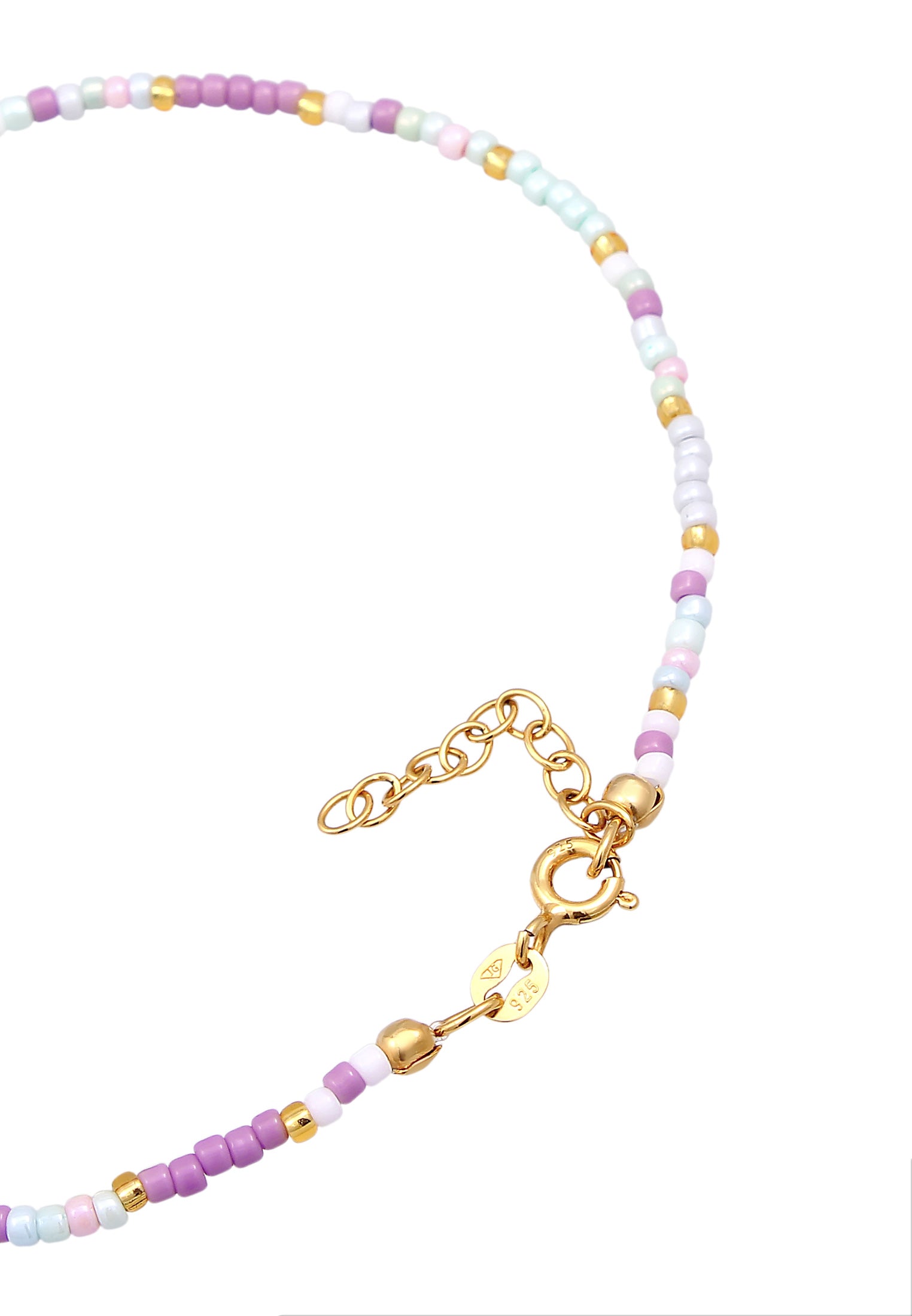 Anklet Heart Beads Summer Style in 925 Sterling Silver Gold Plated
