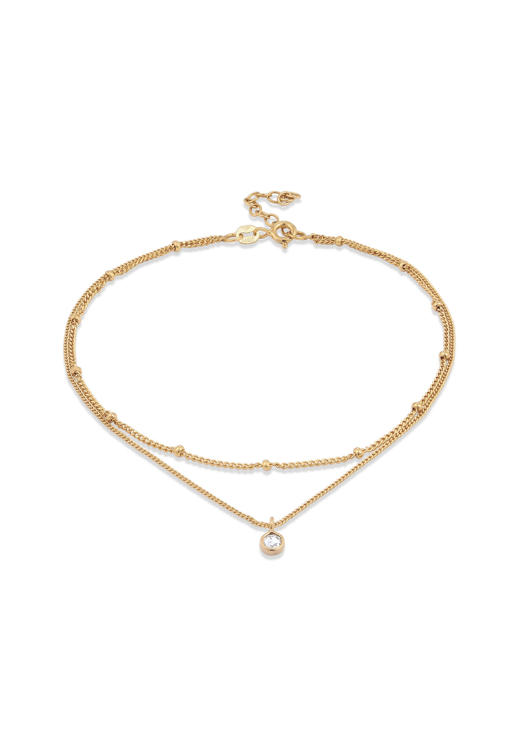 Anklet Ball Crystals 925 Sterling Silver Gold Plated