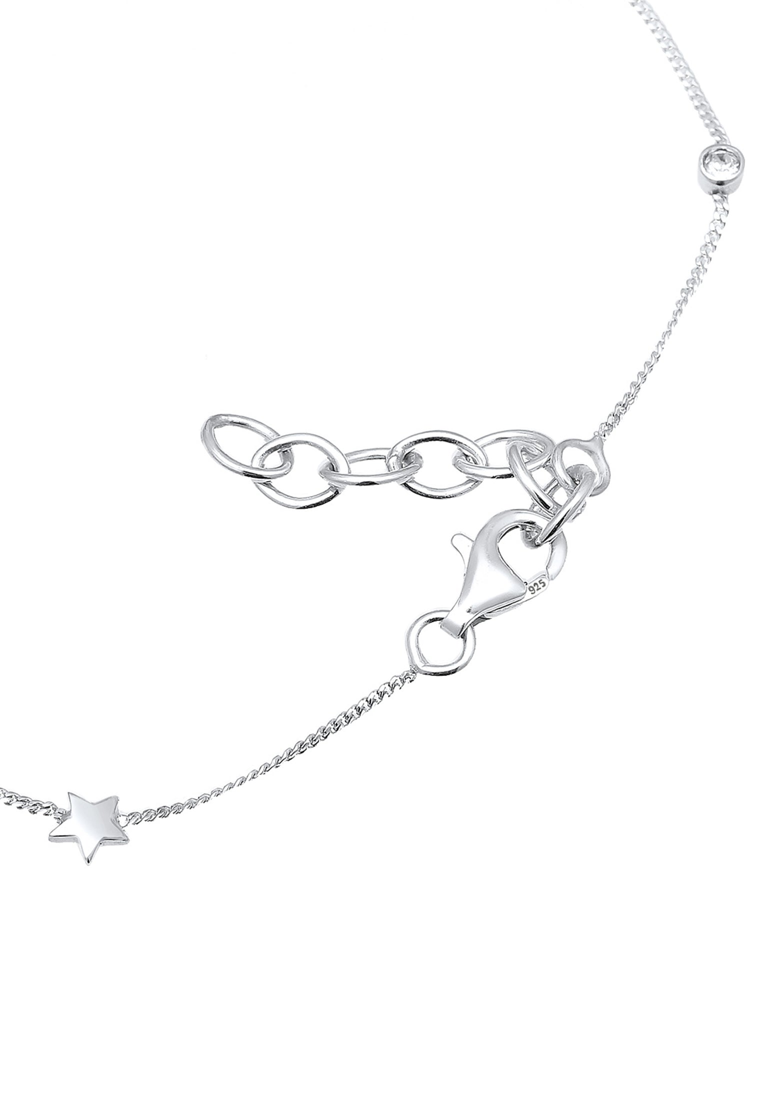 Anklet Solitaire Star Crystals 925 Sterling Silver