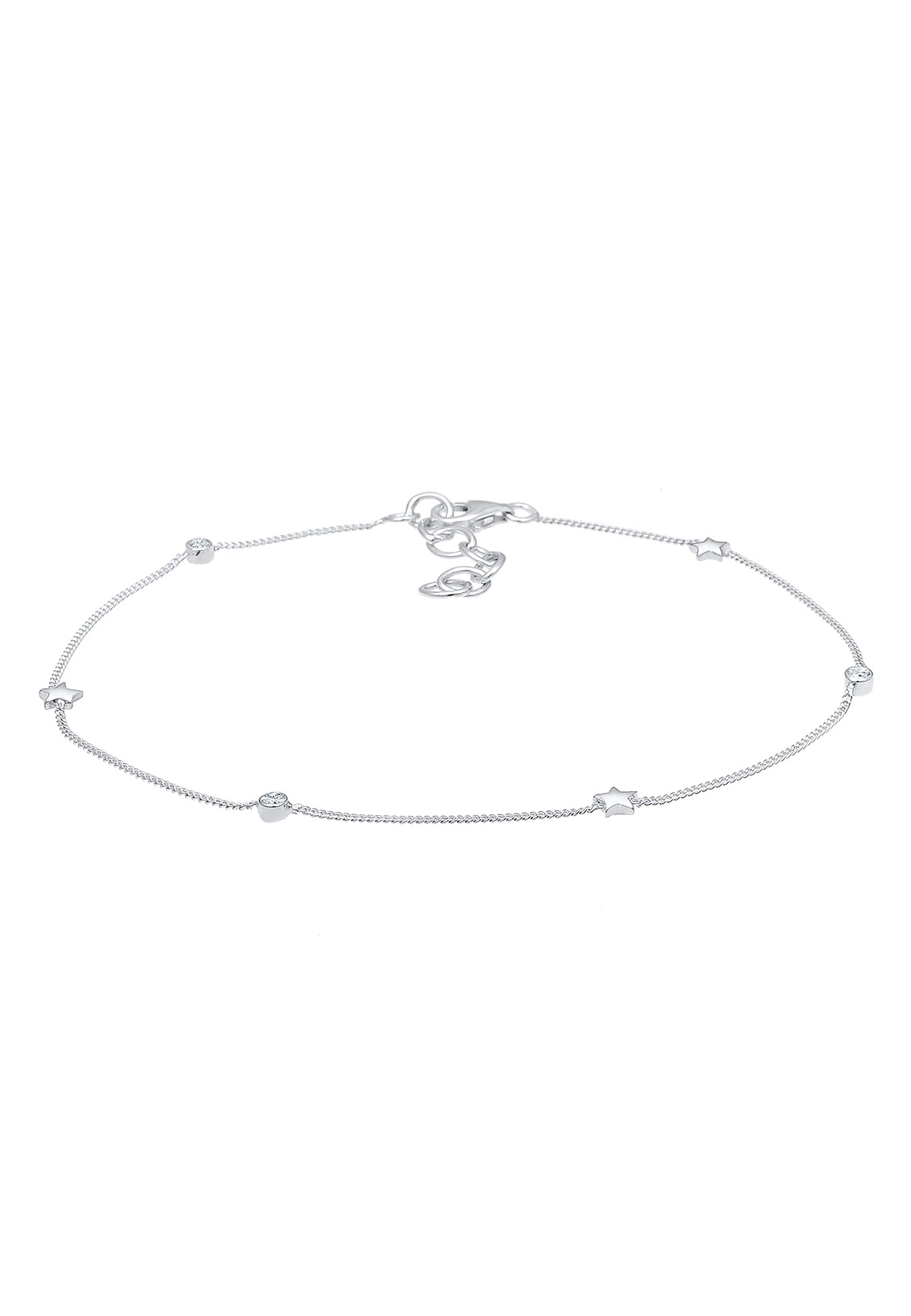 Anklet Solitaire Star Crystals 925 Sterling Silver