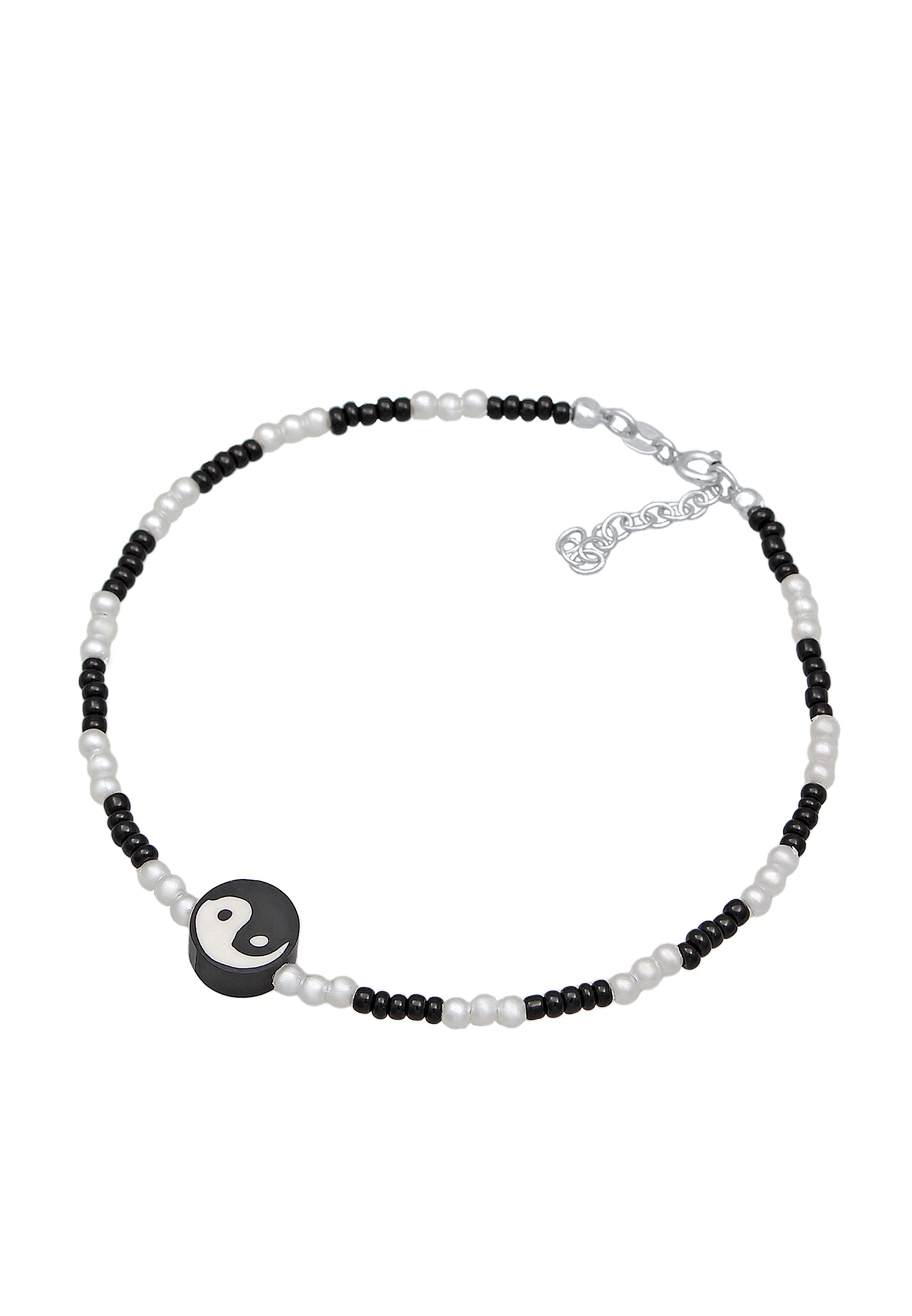 Gelang Kaki Manik Yin Yang Perak Murni 925