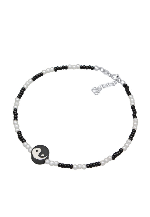 Gelang Kaki Manik Yin Yang Perak Murni 925