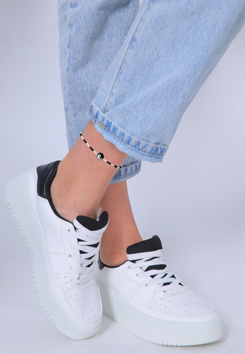 Gelang Kaki Manik Yin Yang Perak Murni 925