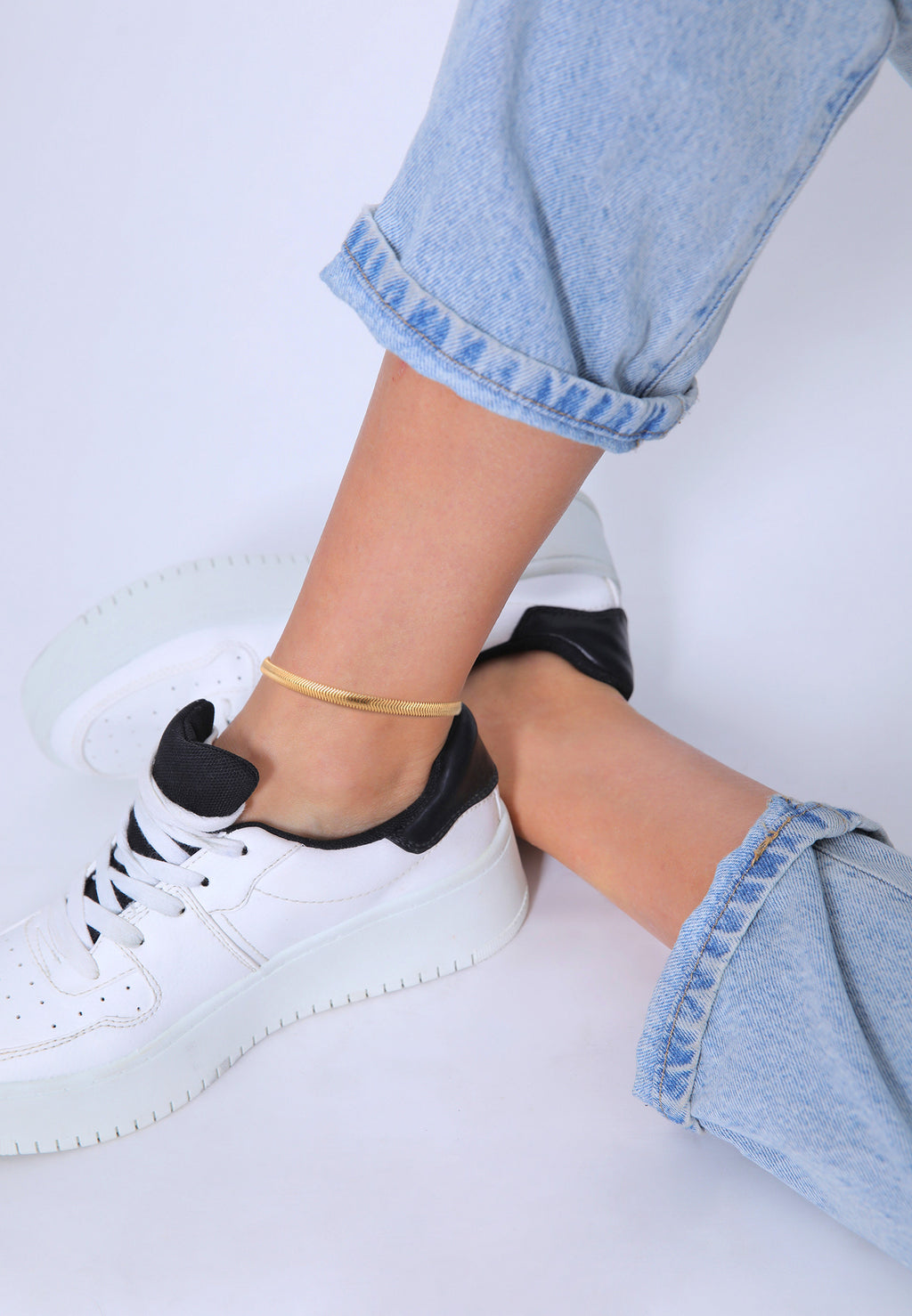 Anklet Flat Elegant in 925 Sterling Silver Gold Plated