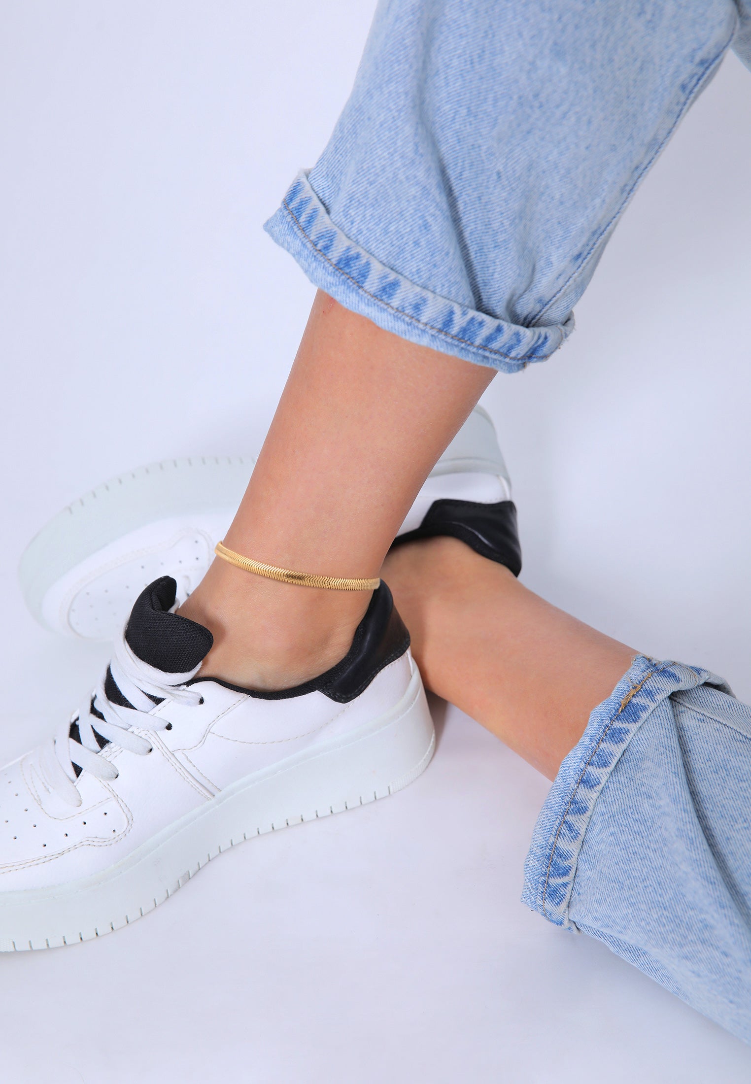 Anklet Flat Elegant in 925 Sterling Silver Gold Plated