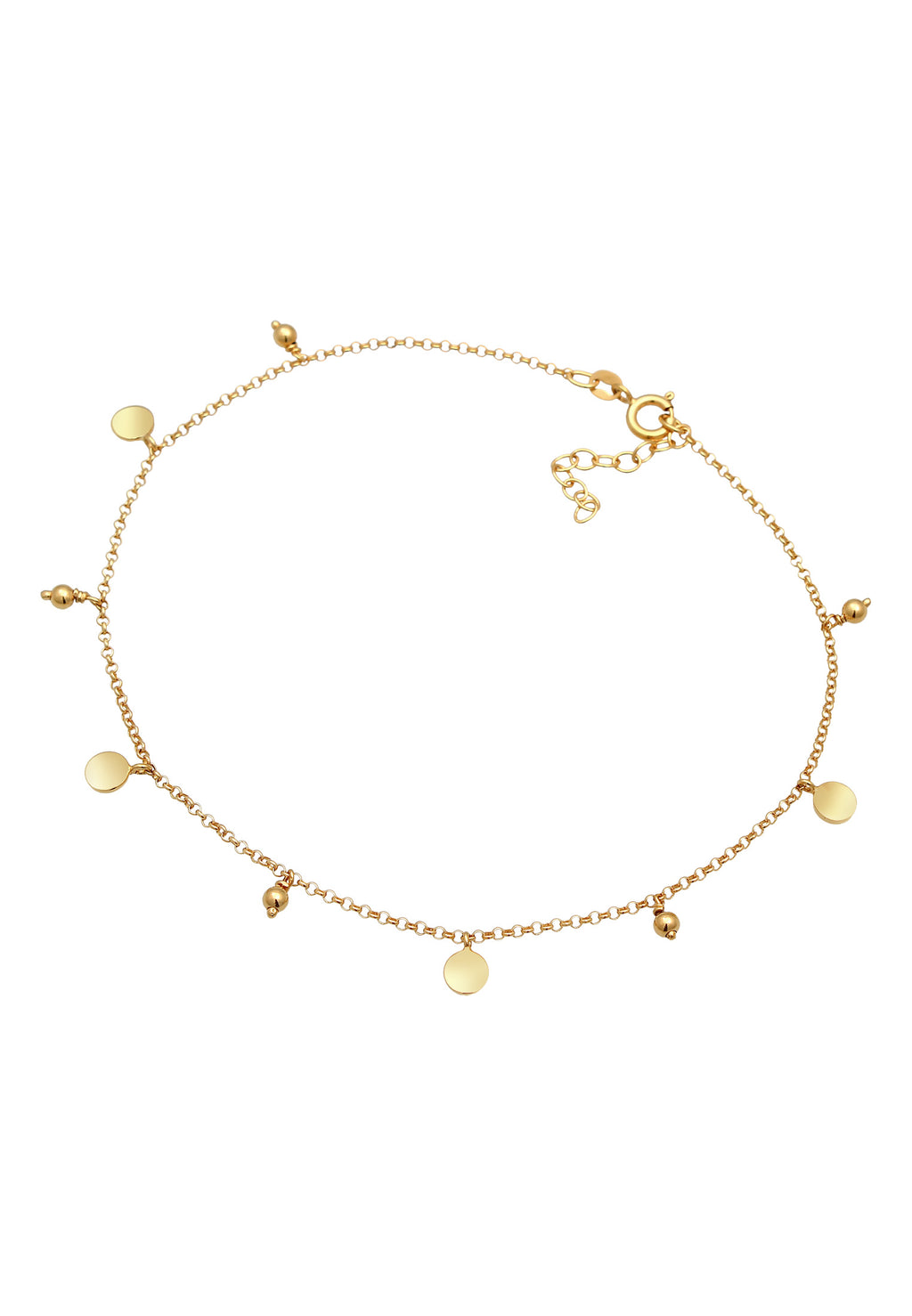 Anklet Plate Boho Style in 925 Sterling Silver Gold Plated