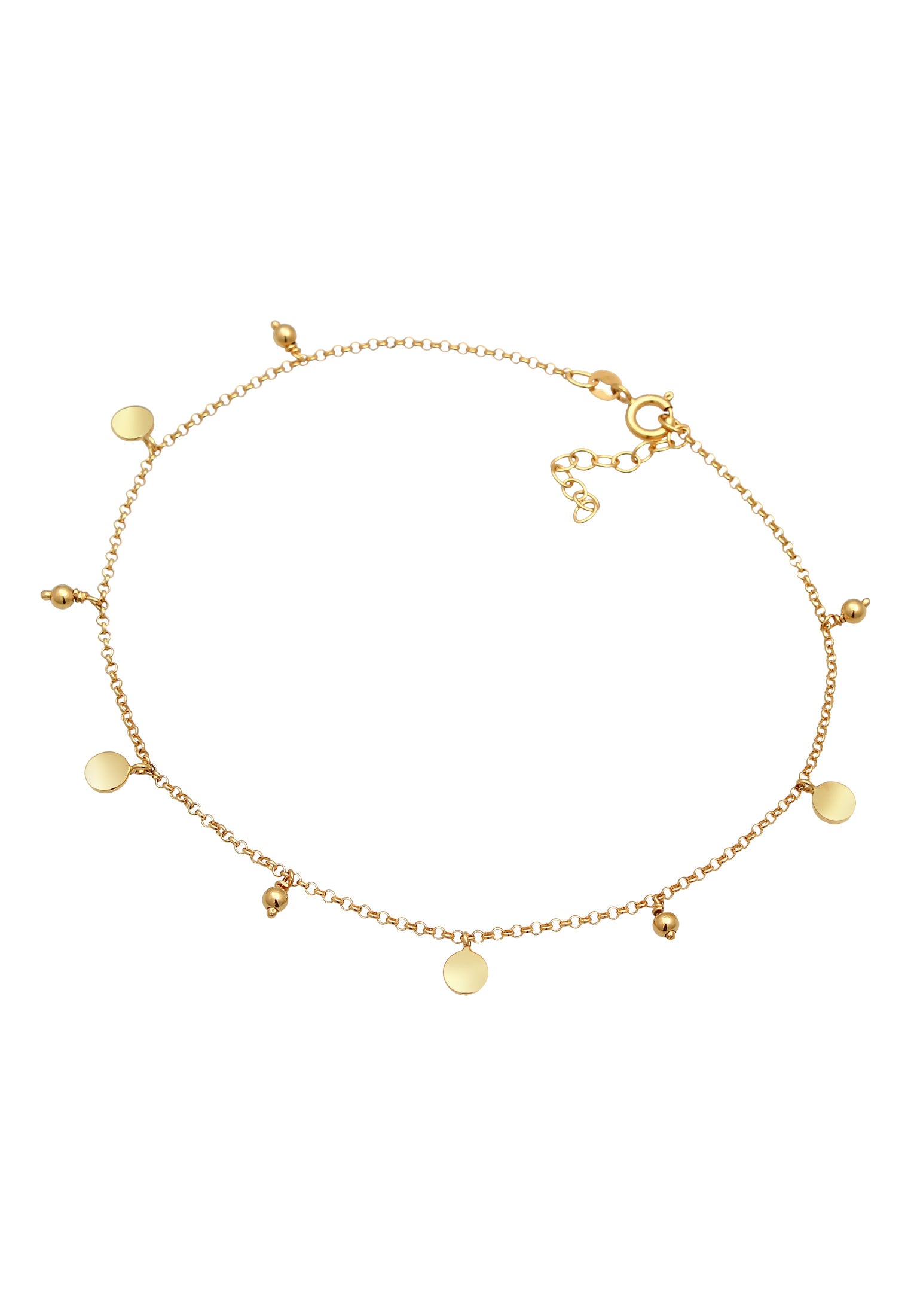 Anklet Plate Boho Style in 925 Sterling Silver Gold Plated