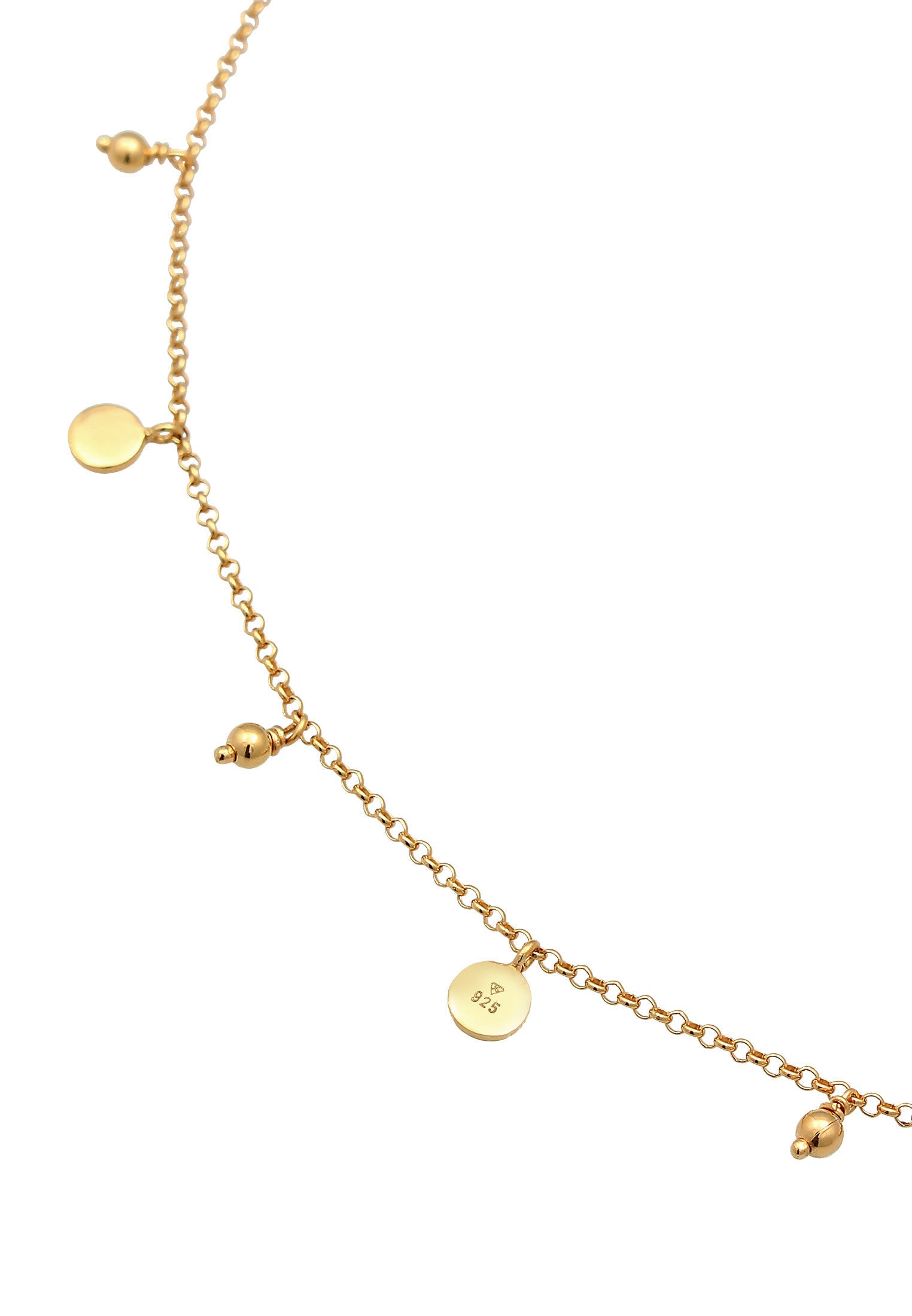 Anklet Plate Boho Style in 925 Sterling Silver Gold Plated