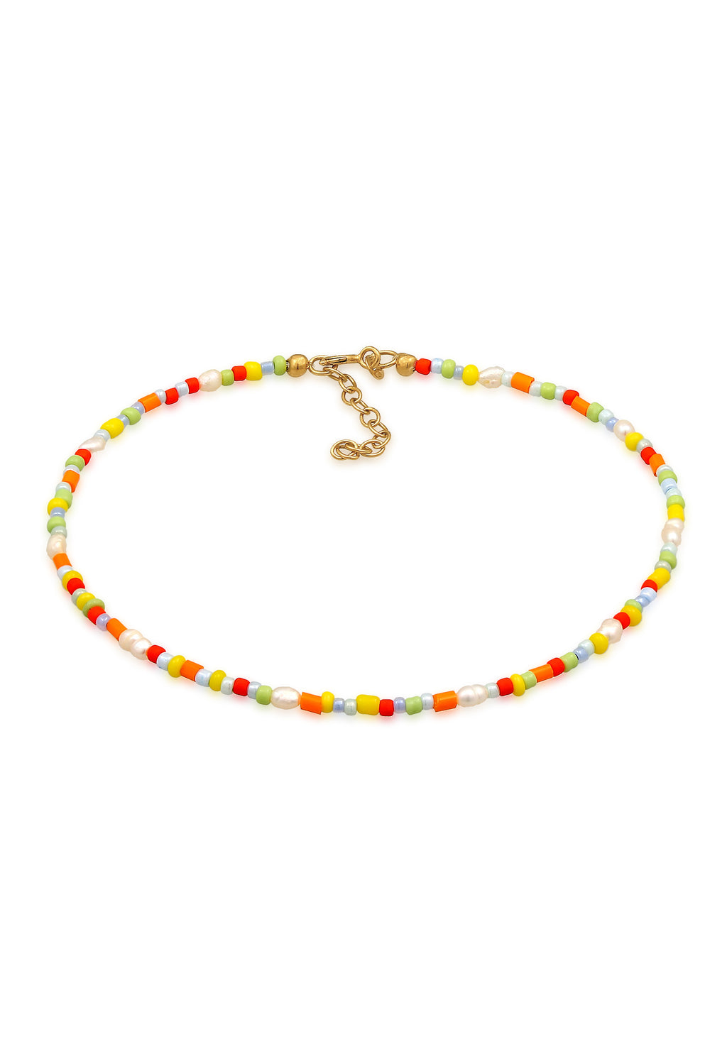 Anklet Glass Beads Colorful Pearls in 925 Sterling Silver Gold Plated