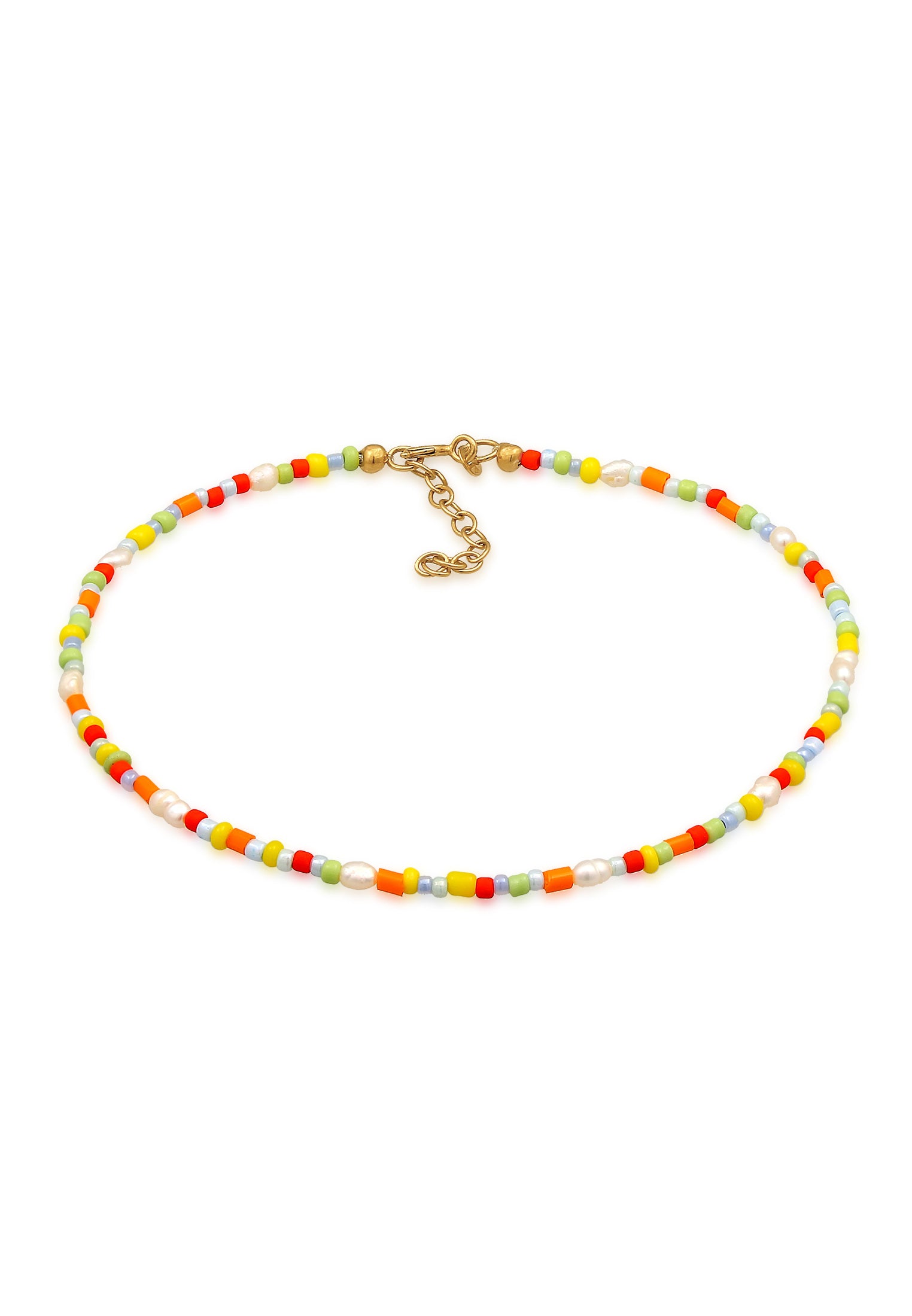 Anklet Glass Beads Colorful Pearls in 925 Sterling Silver Gold Plated