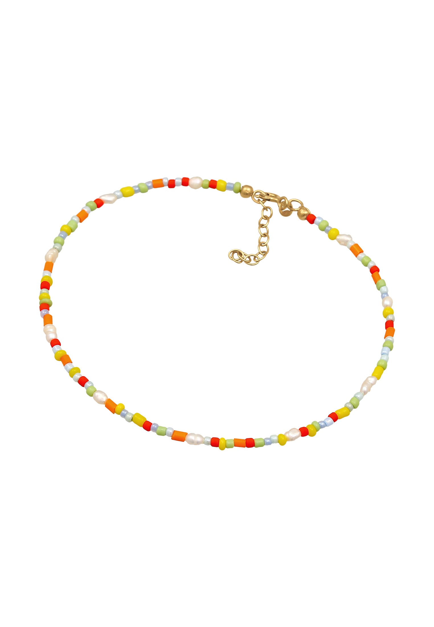 Anklet Glass Beads Colorful Pearls in 925 Sterling Silver Gold Plated
