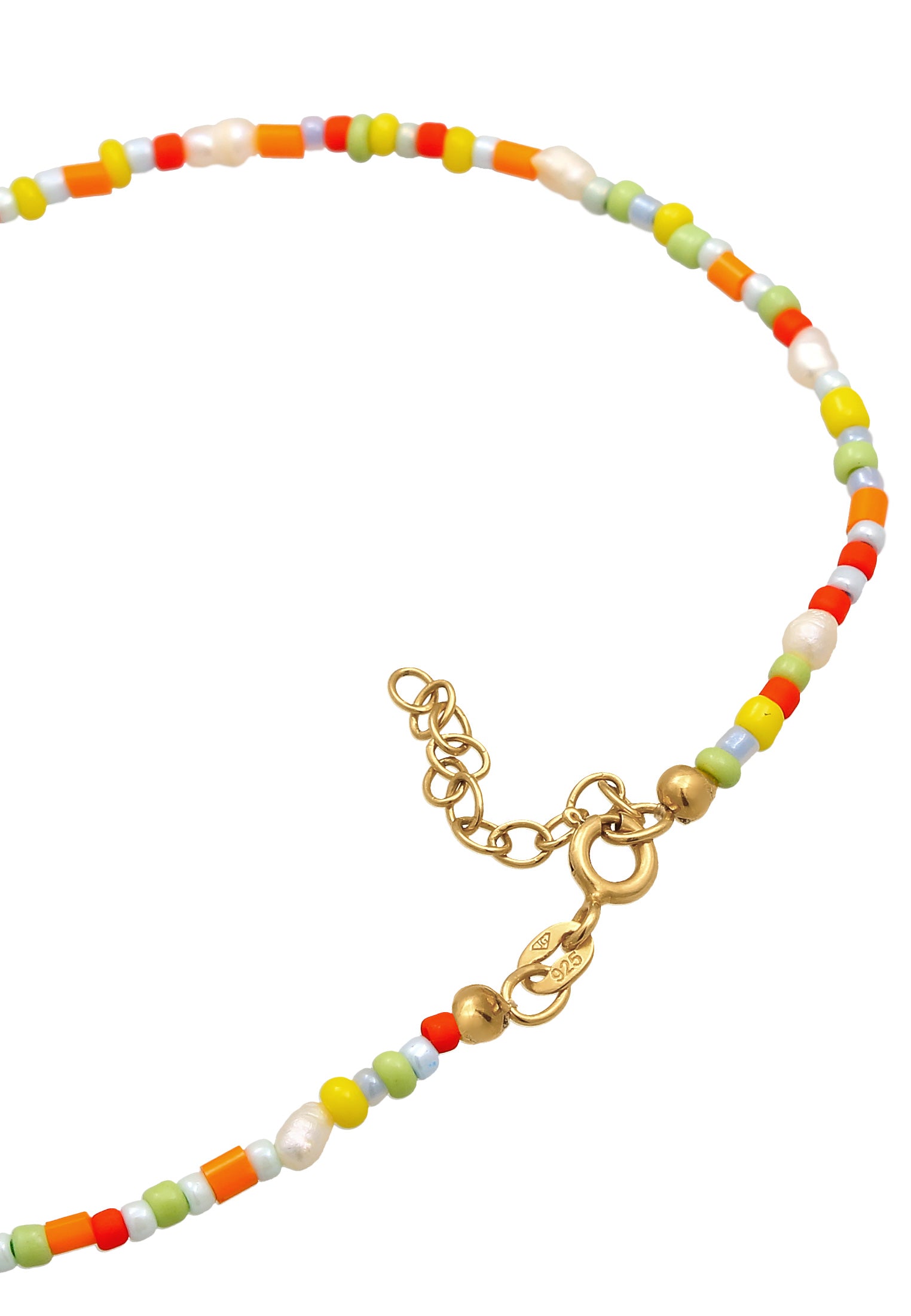 Anklet Glass Beads Colorful Pearls in 925 Sterling Silver Gold Plated