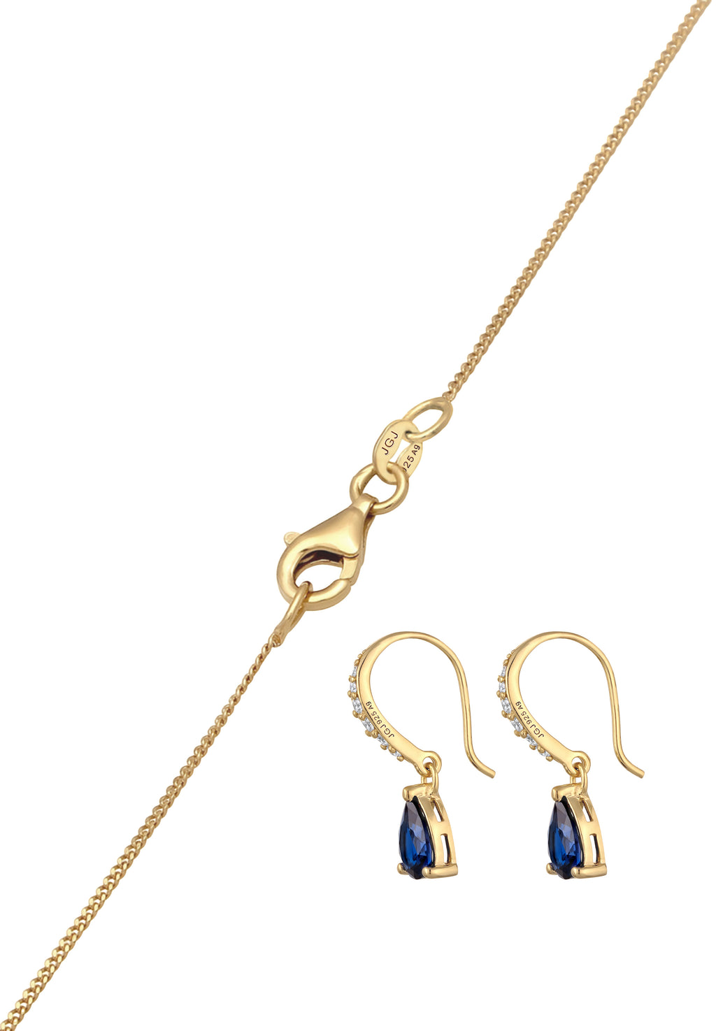 Set Perhiasan Safir Zirkonia Biru Tetes Perak Sterling 925