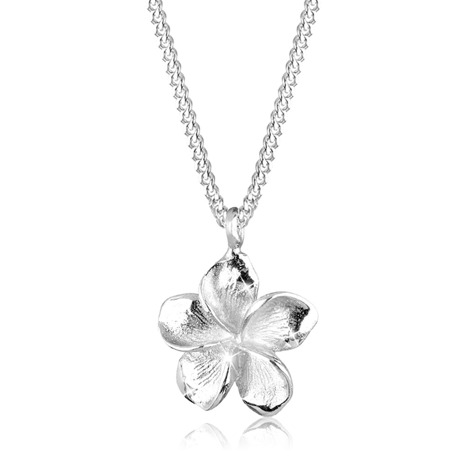 Silver Perhiasan Wanita Perak Asli - Silver Kalung  Flower Frangipani