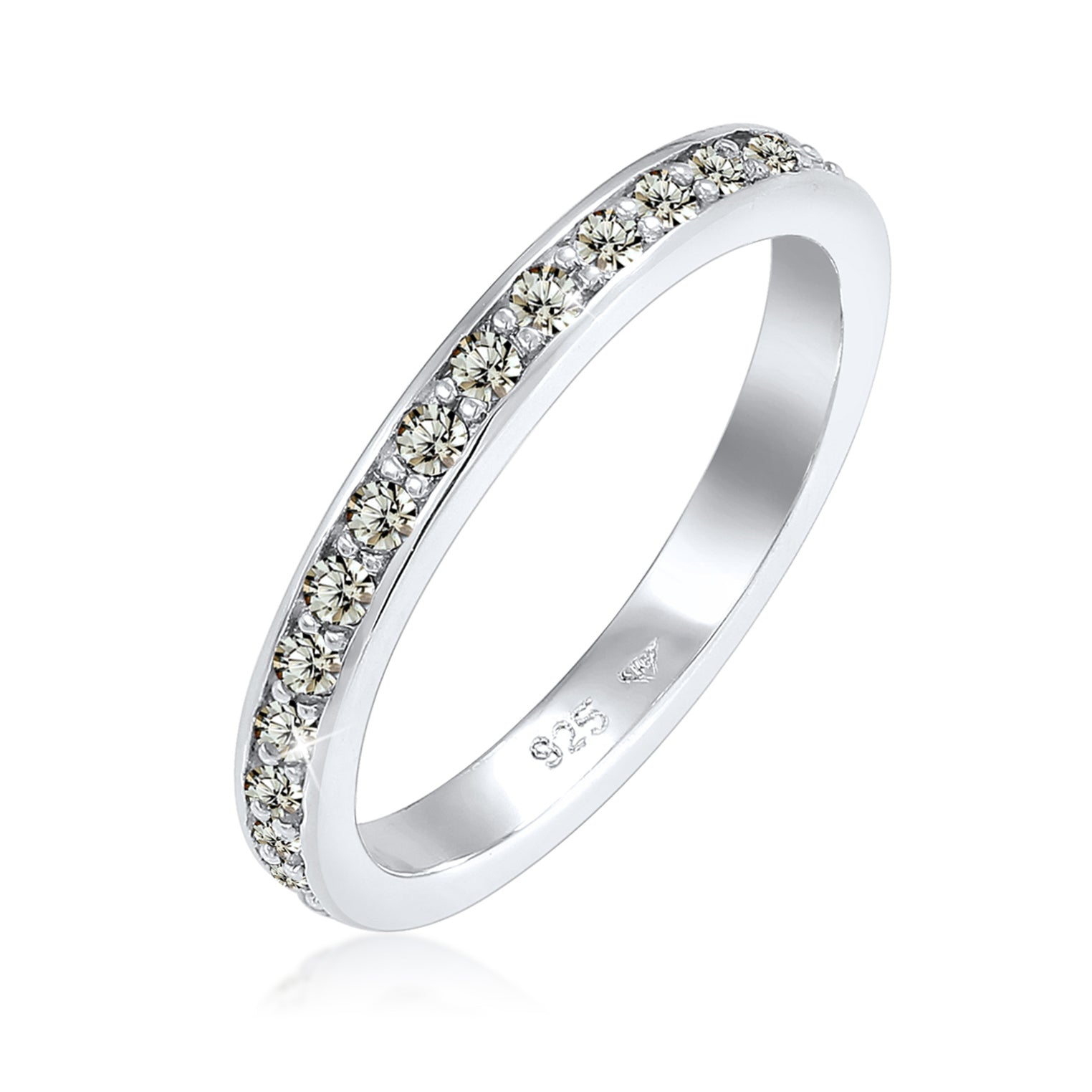 Grey Perhiasan Wanita Perak Asli - Silver Cincin Glamorous Grey Crystals