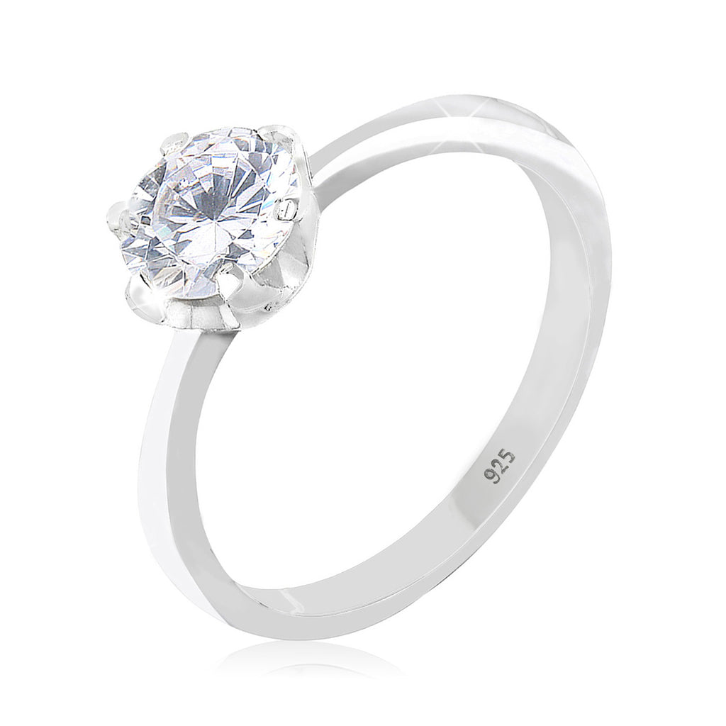 White Elli Germany Cincin 925 Sterling Silver Cincin Basic Zirconia