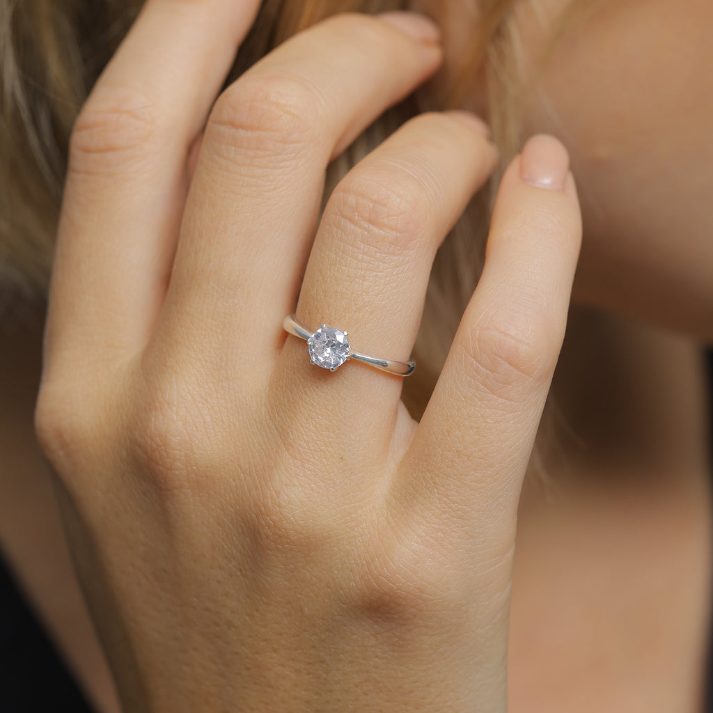 Ring Engagement Classic Zirconia In 925 Sterling Silver