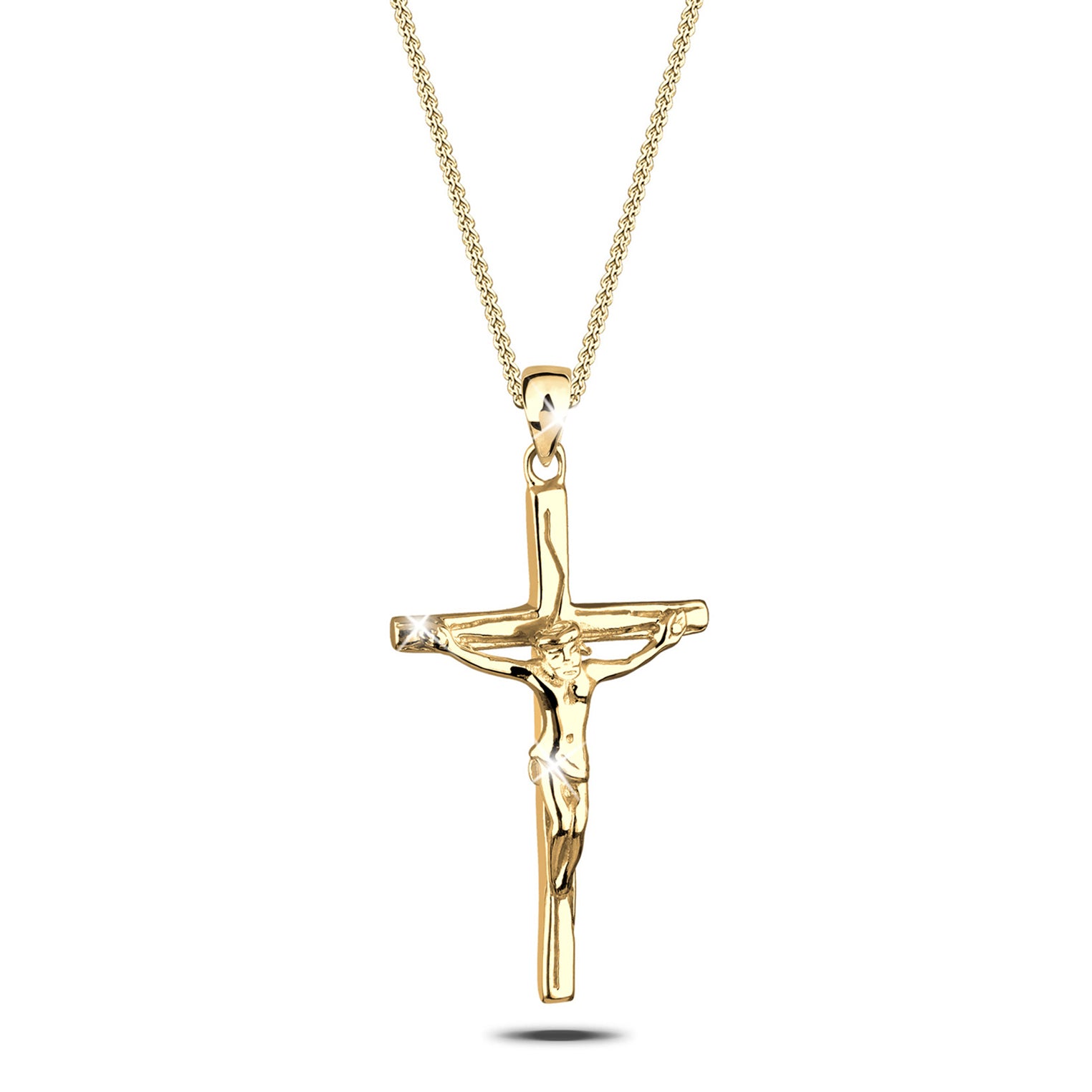 Gold Perhiasan Wanita Perak Asli - Silver Kalung  Cross Faith Religion Classic Lapis Emas