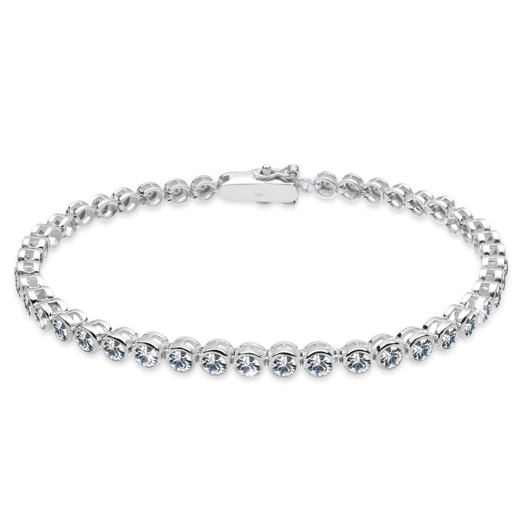 Silver Perhiasan Wanita Perak Asli - Silver Gelang Basic Crystals